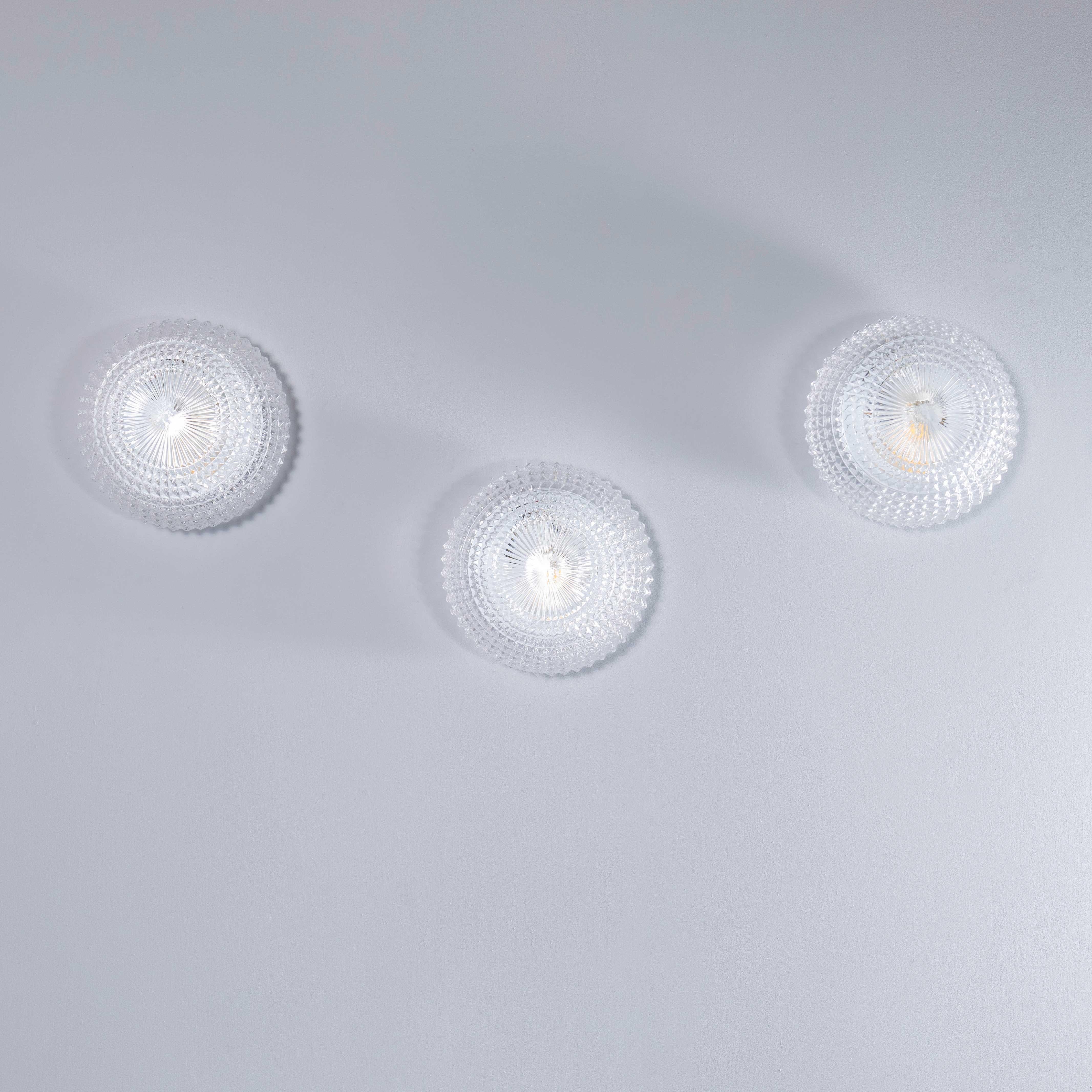 1950's New Old Stock Czech Clear Domed Diamond Wall - Ceiling Lamp For Sale 2