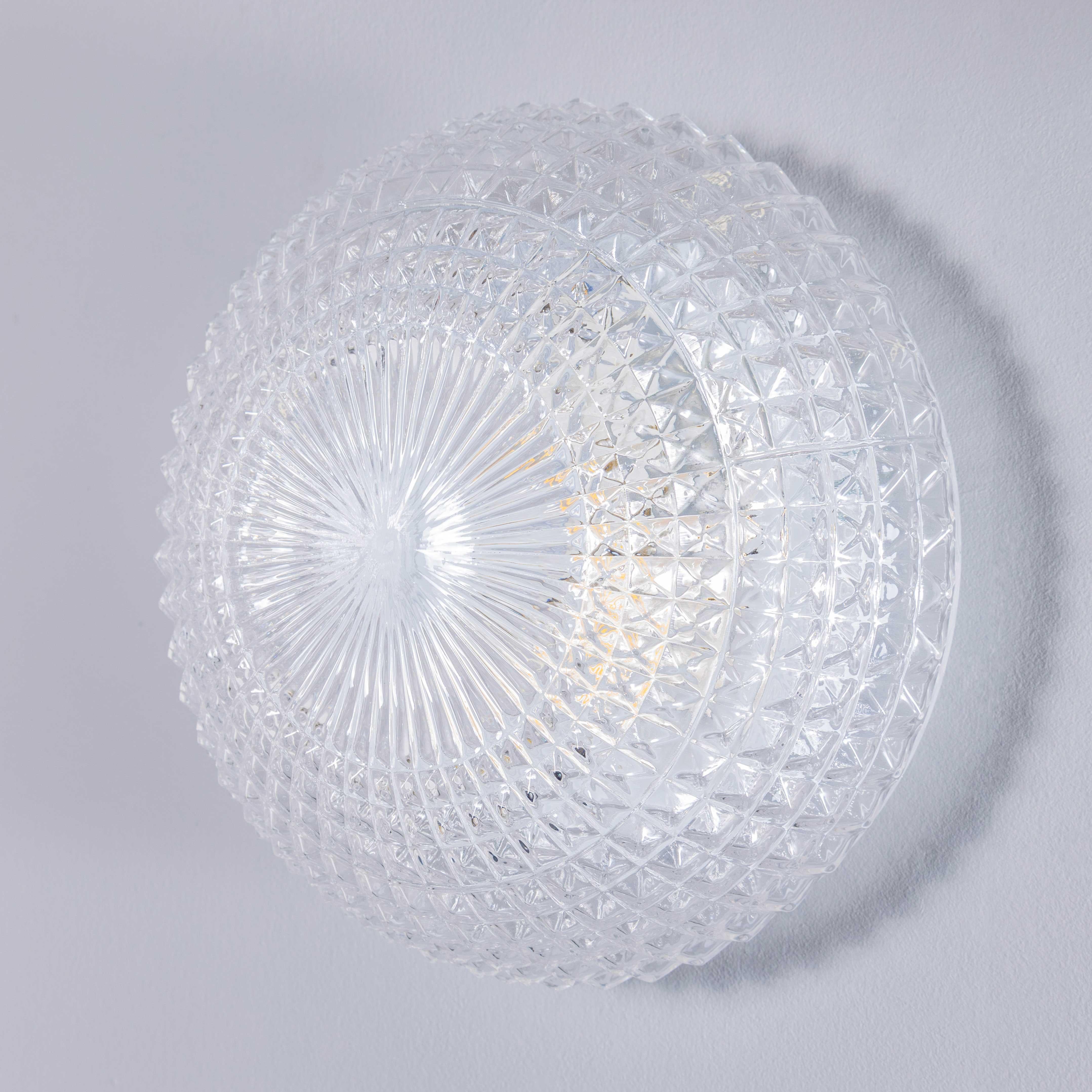 1950's New Old Stock Czech Clear Domed Diamond Wall - Ceiling Lamp For Sale 4