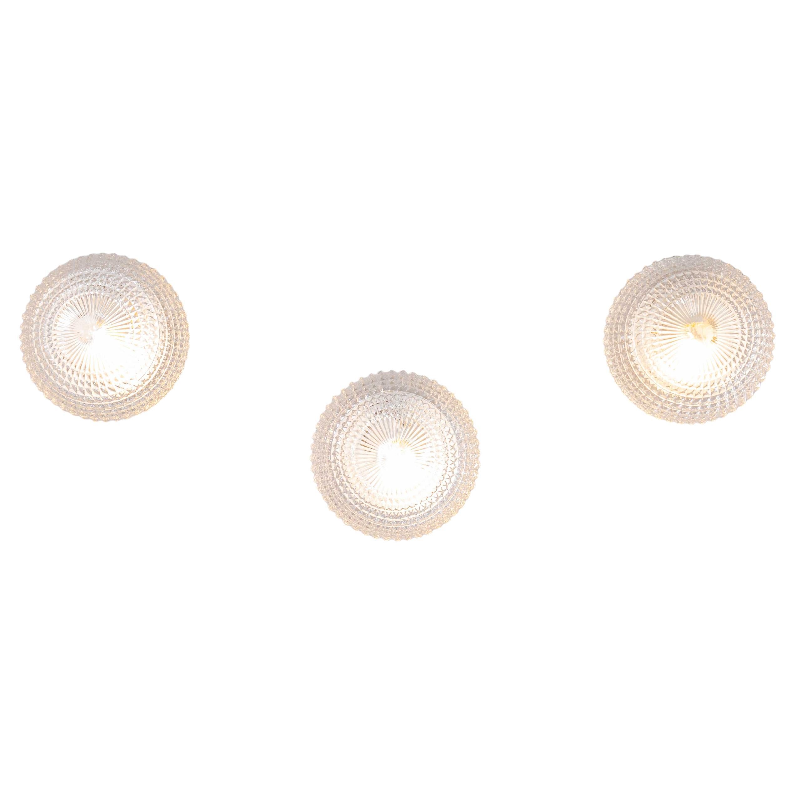 1950's New Old Stock Czech Clear Domed Diamond Wall - Ceiling Lamp