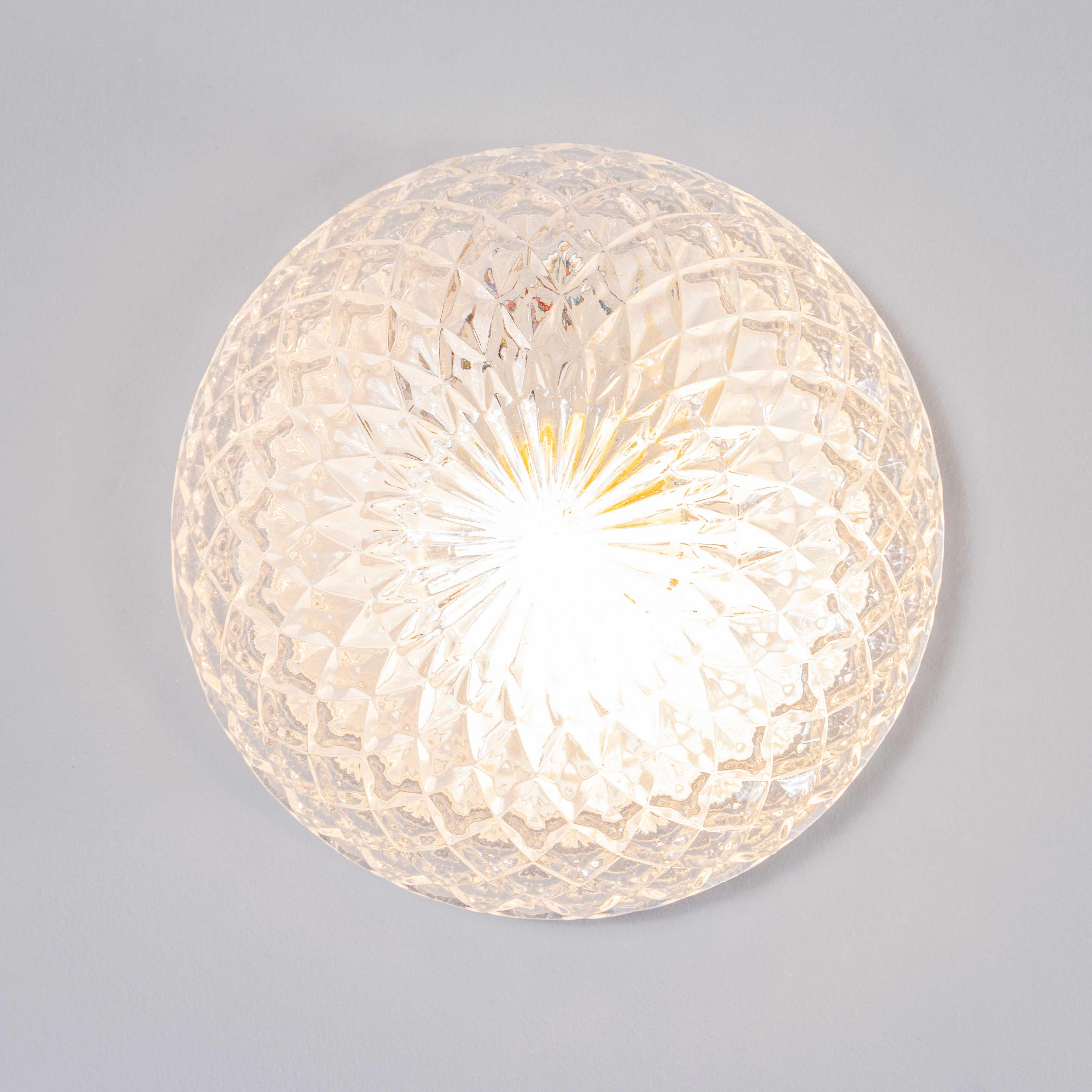 Metà XX secolo Lampada da soffitto ceca a forma di ananas trasparente del 1950 &New Old Stock in vendita