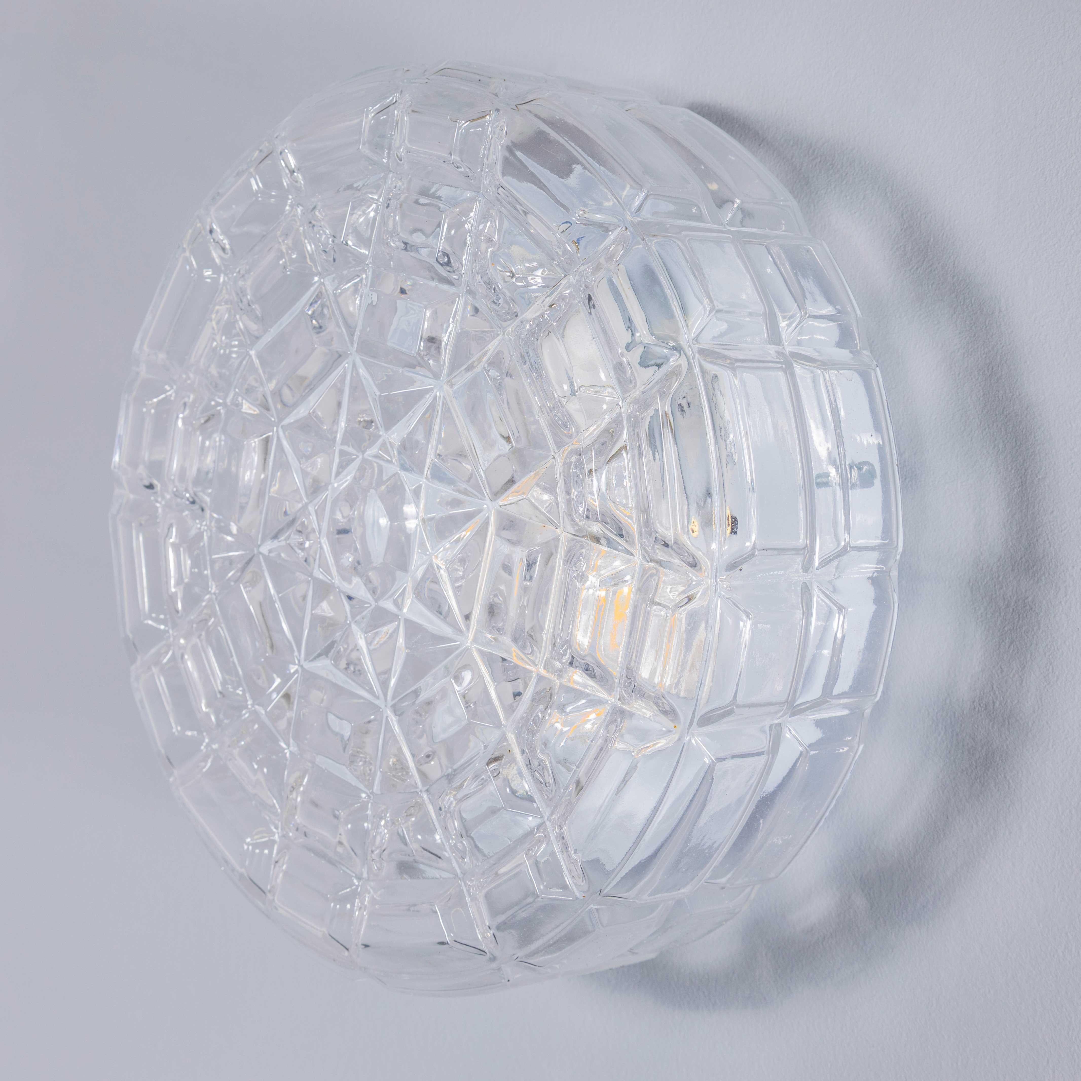 1950's New Old Stock Czech Faceted Wall - Ceiling Lamp For Sale 6