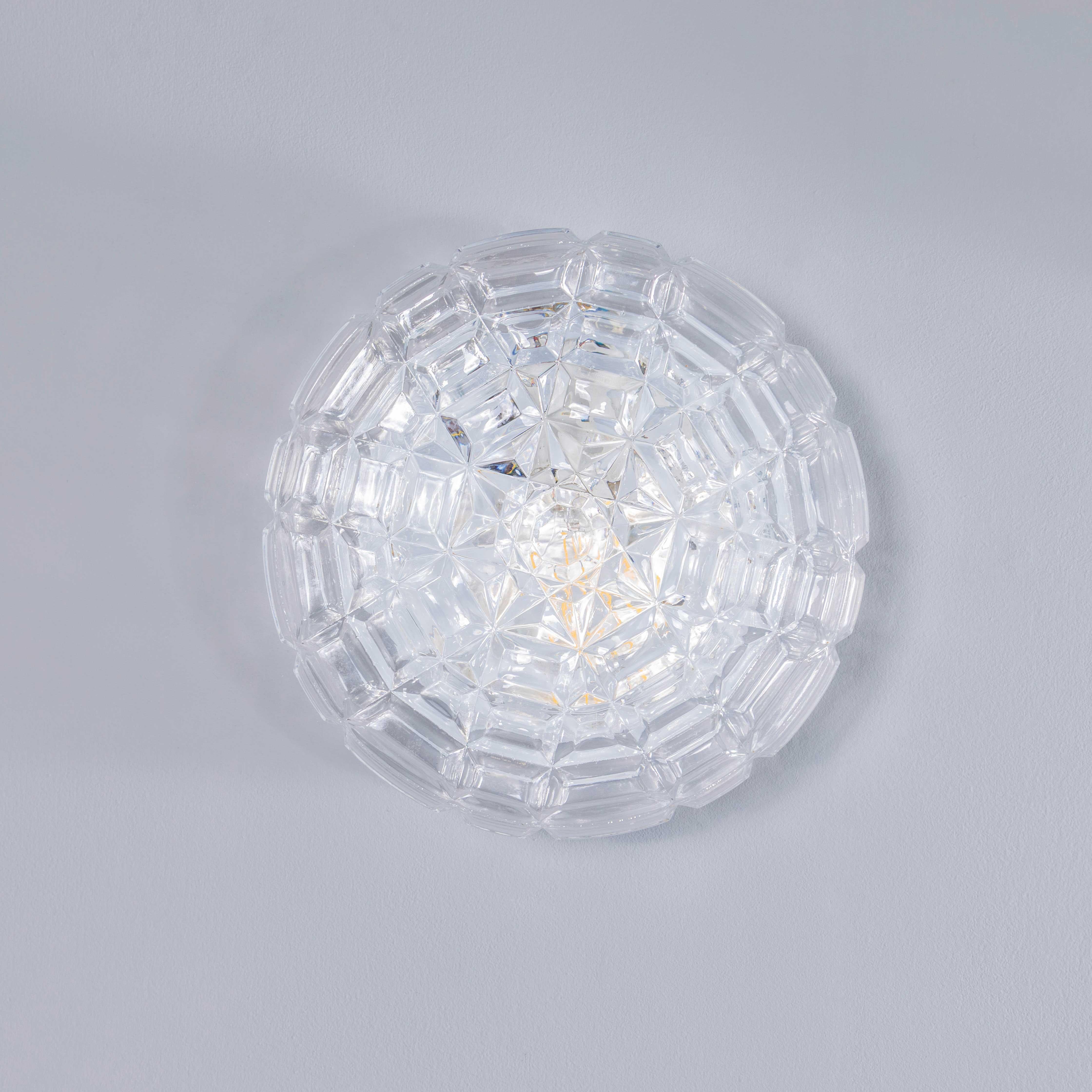 1950's New Old Stock Czech Faceted Wall - Ceiling Lamp For Sale 1