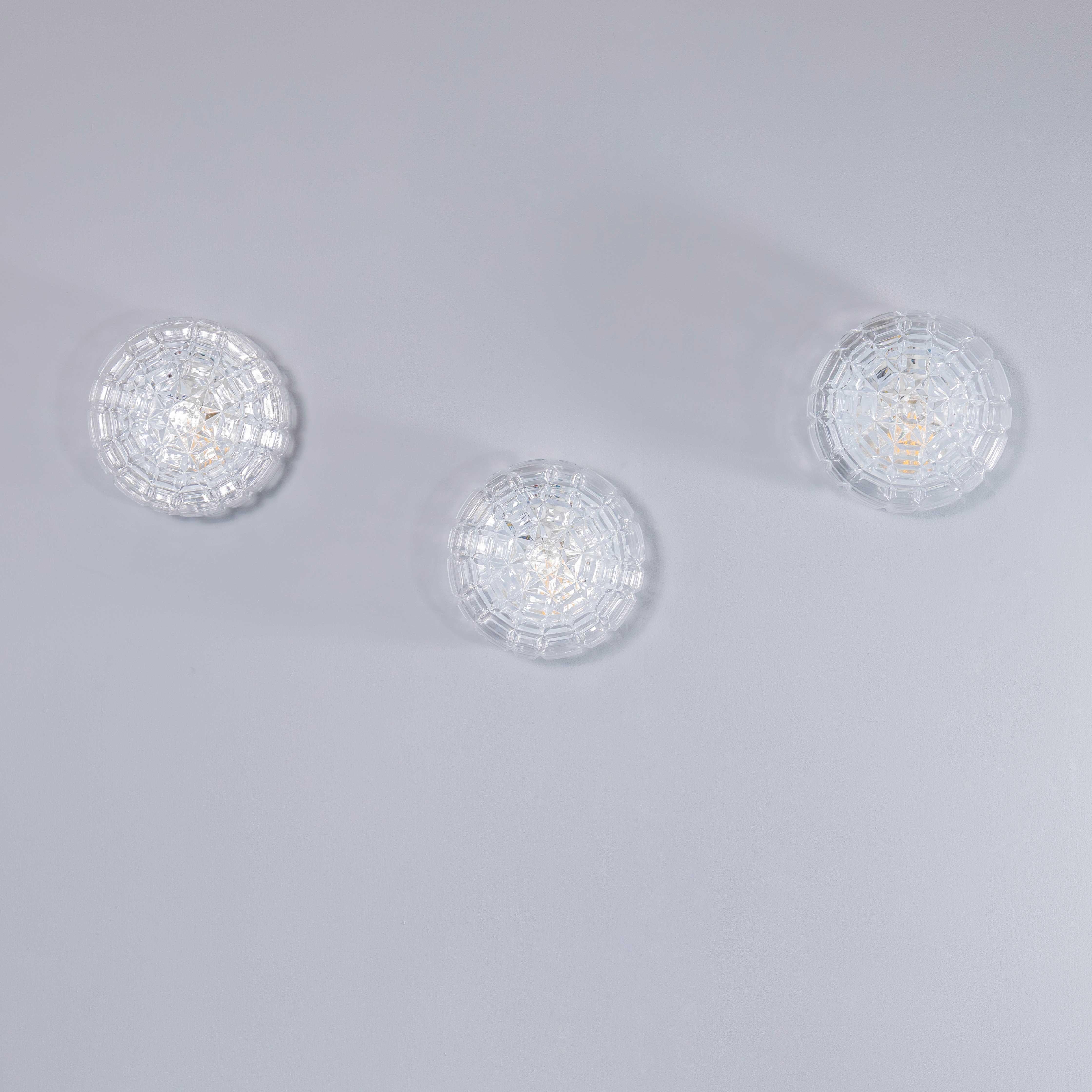 1950's New Old Stock Czech Faceted Wall - Ceiling Lamp For Sale 2