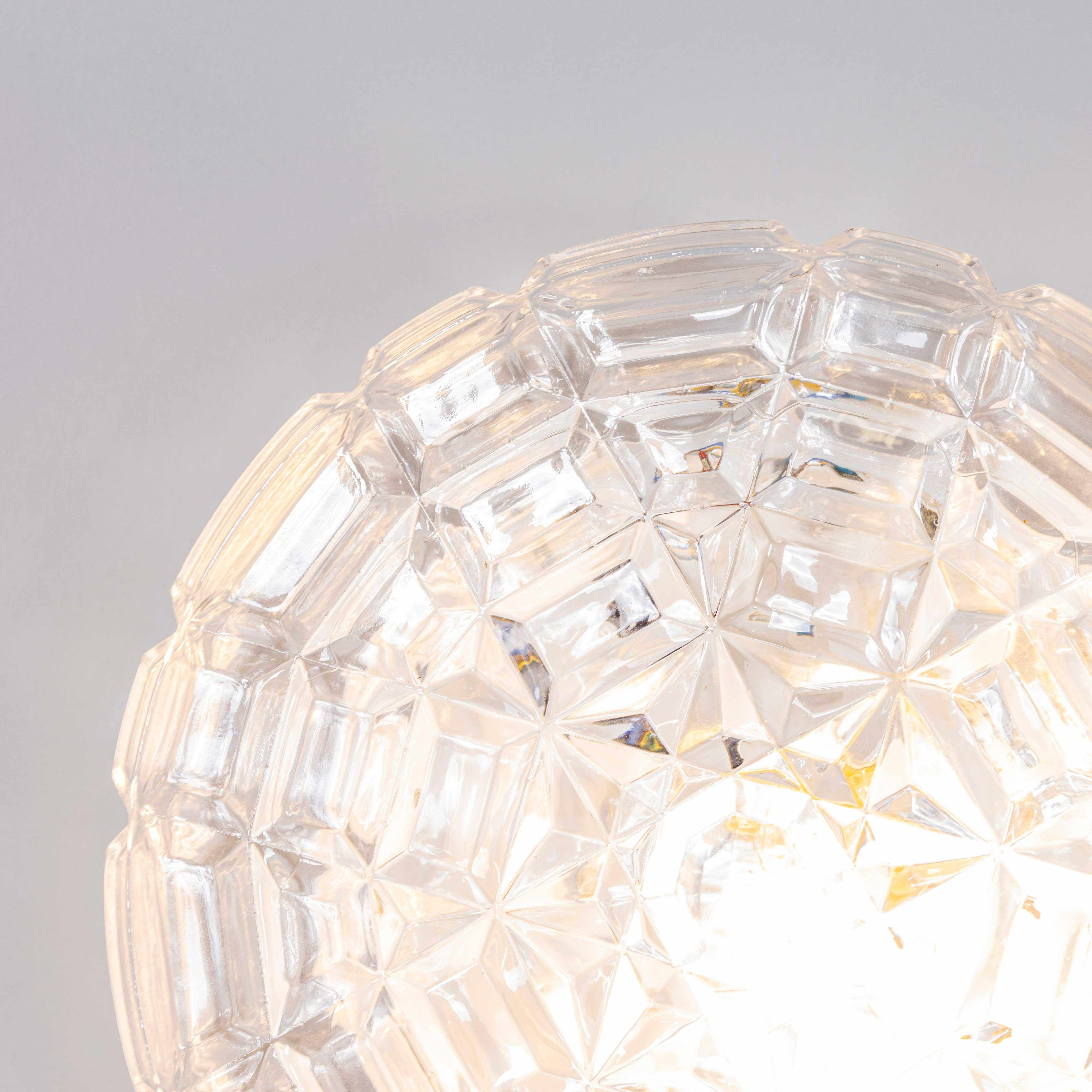 1950's New Old Stock Czech Faceted Wall - Ceiling Lamp For Sale 3