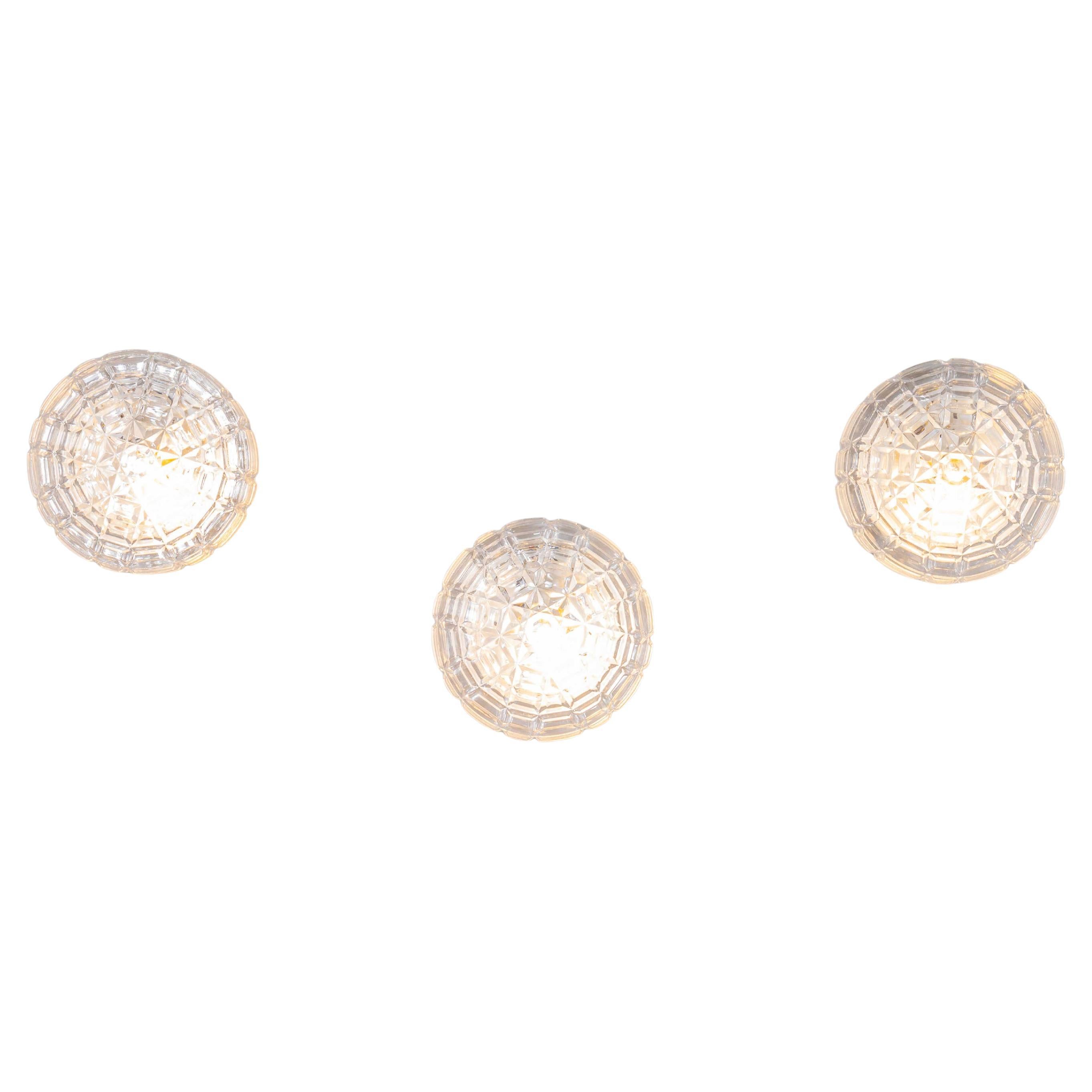 1950's New Old Stock Czech Faceted Wall - Ceiling Lamp For Sale