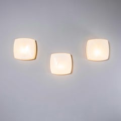 1950's New Old Stock Czech Opaline Ribbed Dish Wall - Ceiling Lamp