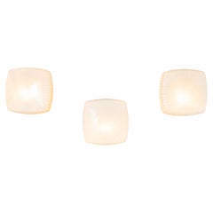 1950's New Old Stock Czech Opaline Ribbed Dish Wall - Ceiling Lamp