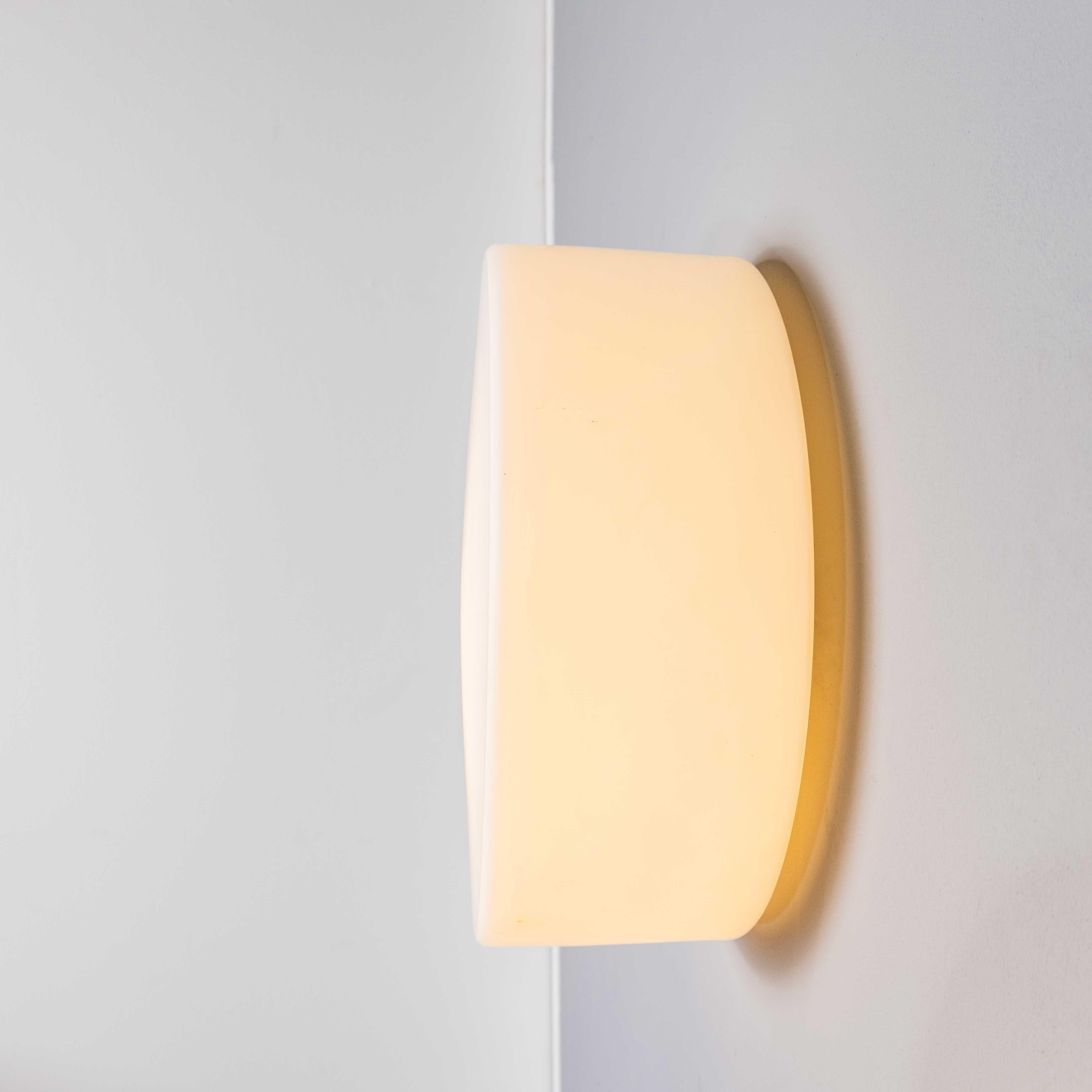 1950's New Old Stock Czech Opaline Tapered Cake Tin Wall - Ceiling Lamp For Sale 5