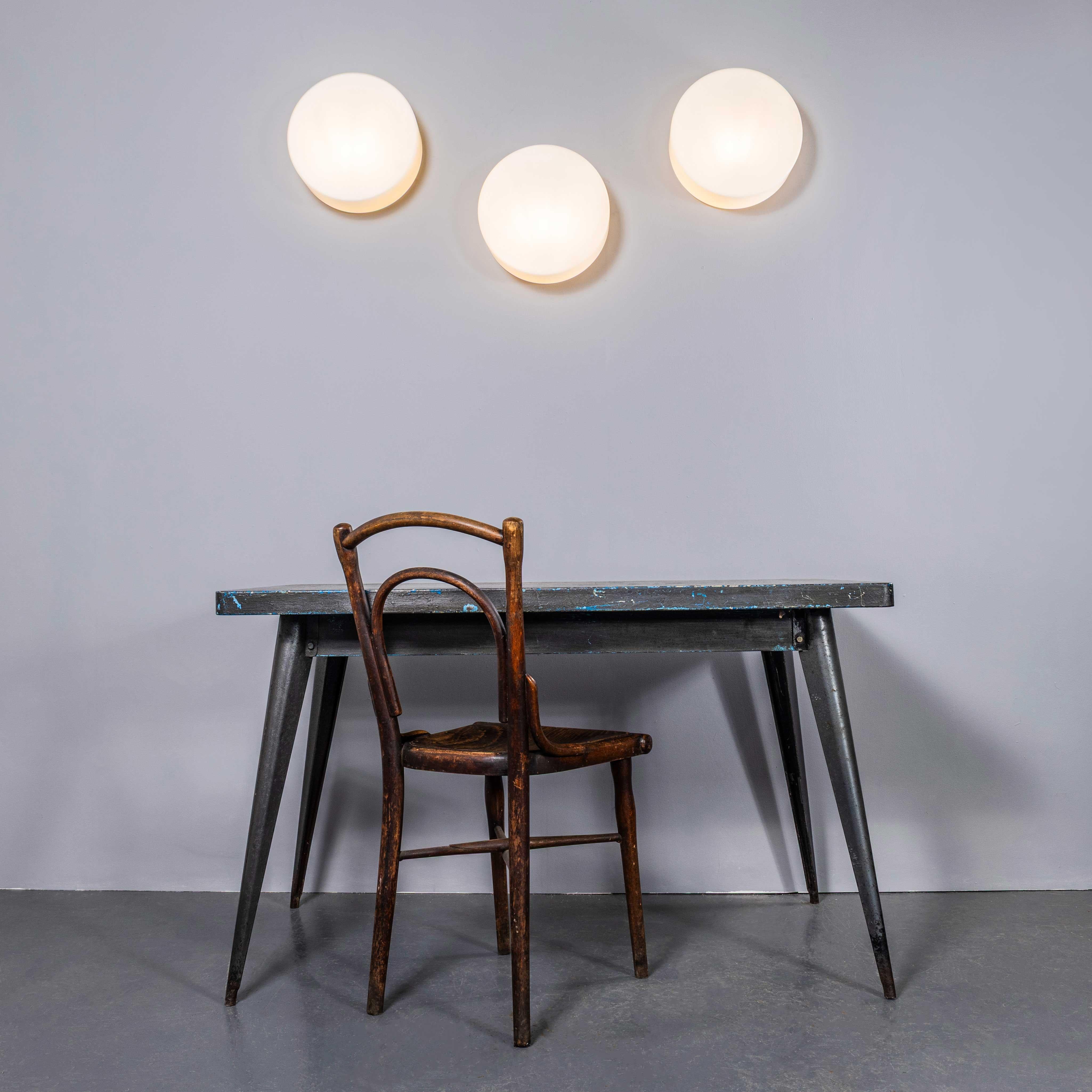 1950's New Old Stock Czech Opaline Tapered Cake Tin Wall - Ceiling Lamp In Good Condition For Sale In Hook, Hampshire