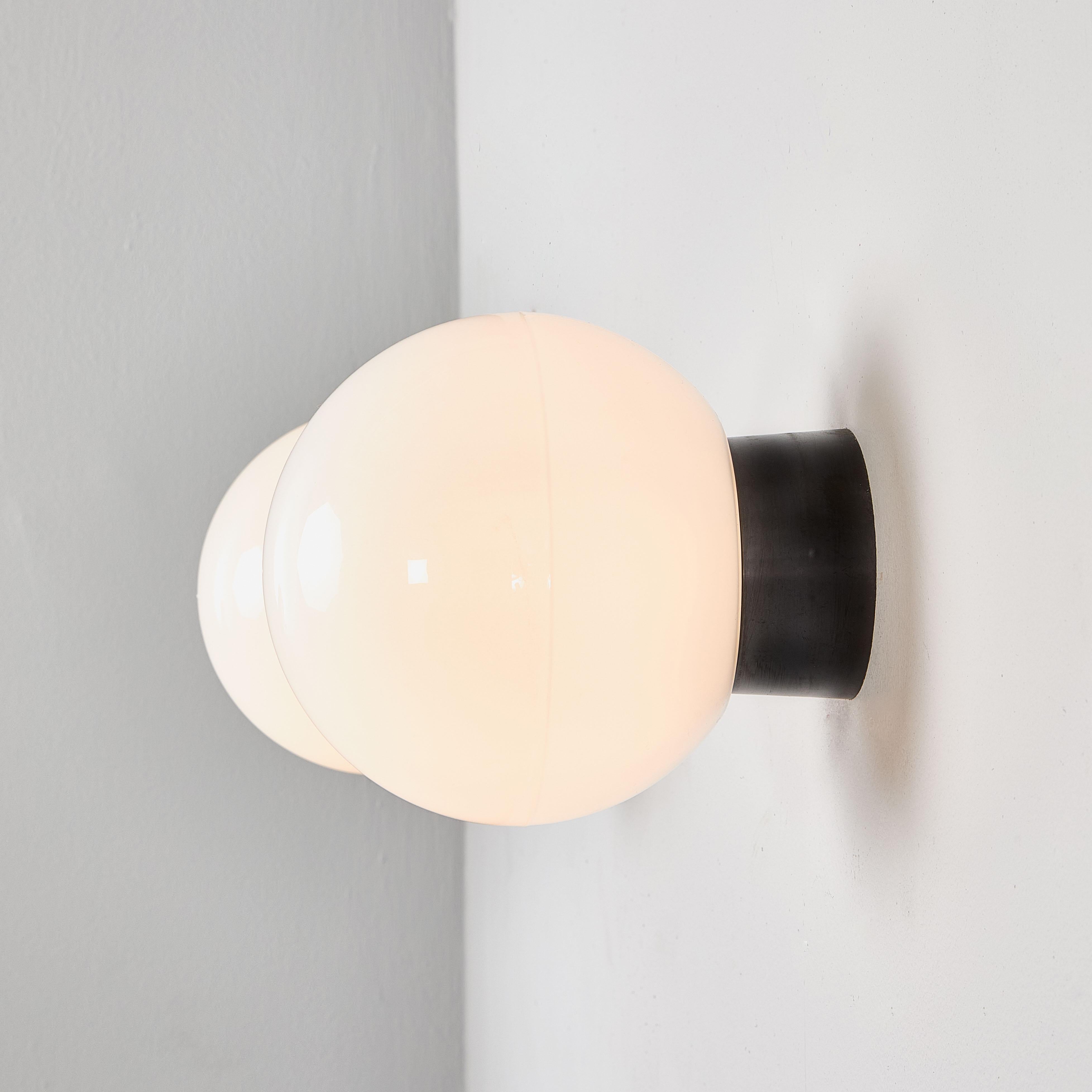 Czech 1950's New Old Stock Opaque Globe Wall Lamp - Large Quantity Available For Sale