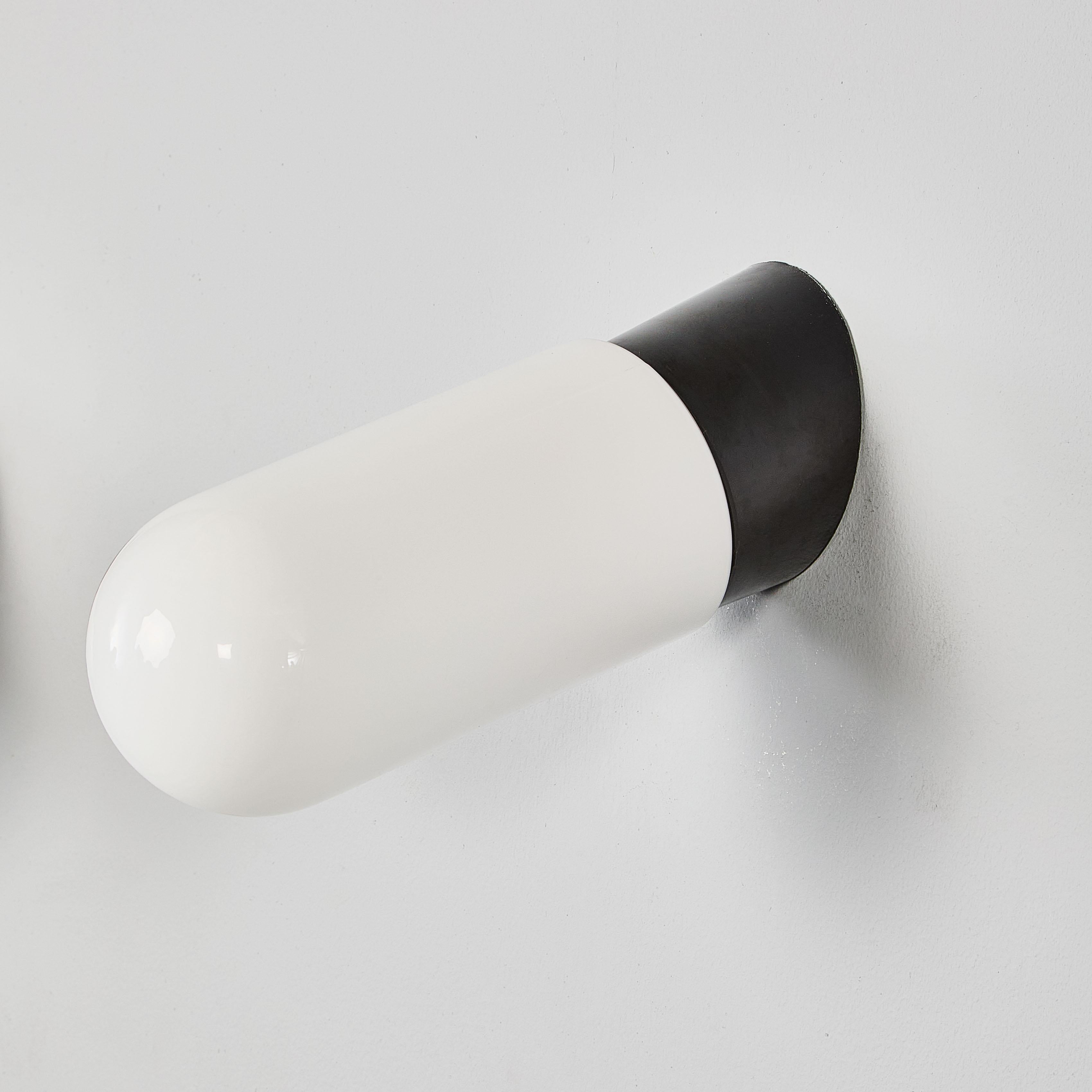 Art Glass 1950's New Old Stock Opaque Lozenge Wall Lamp - Large Qty Available For Sale