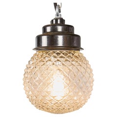 1950's New Old Stock Striped Mottled Pineapple Shaped Pendant Lamps