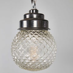 1950's New Old Stock Striped Mottled Pineapple Shaped Pendant Lamps