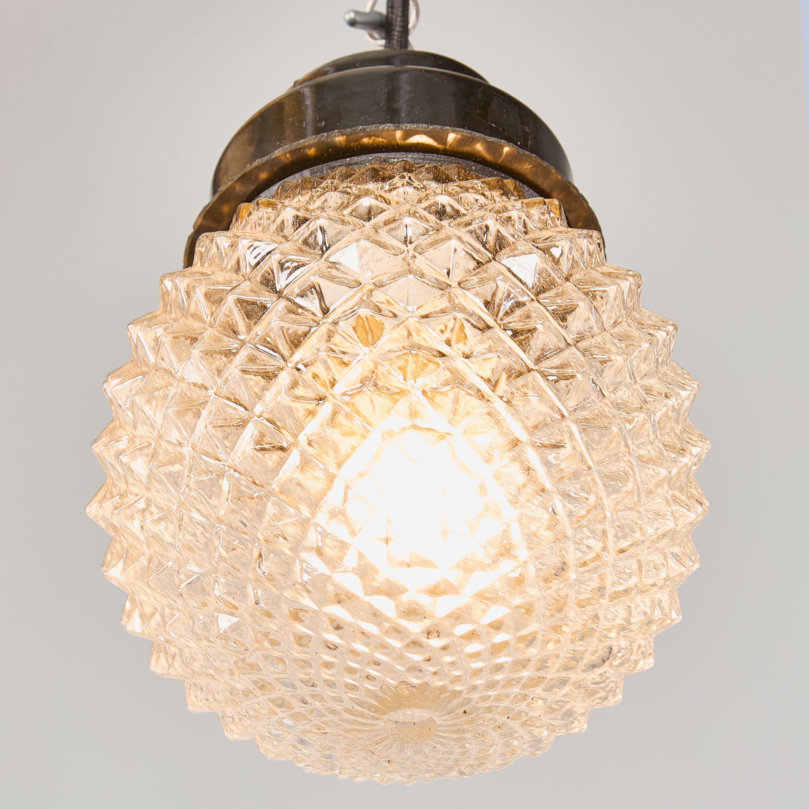 Vetro artistico Lampade a sospensione a forma di ananas a strisce screziate del 1950 - Buona quantità in vendita