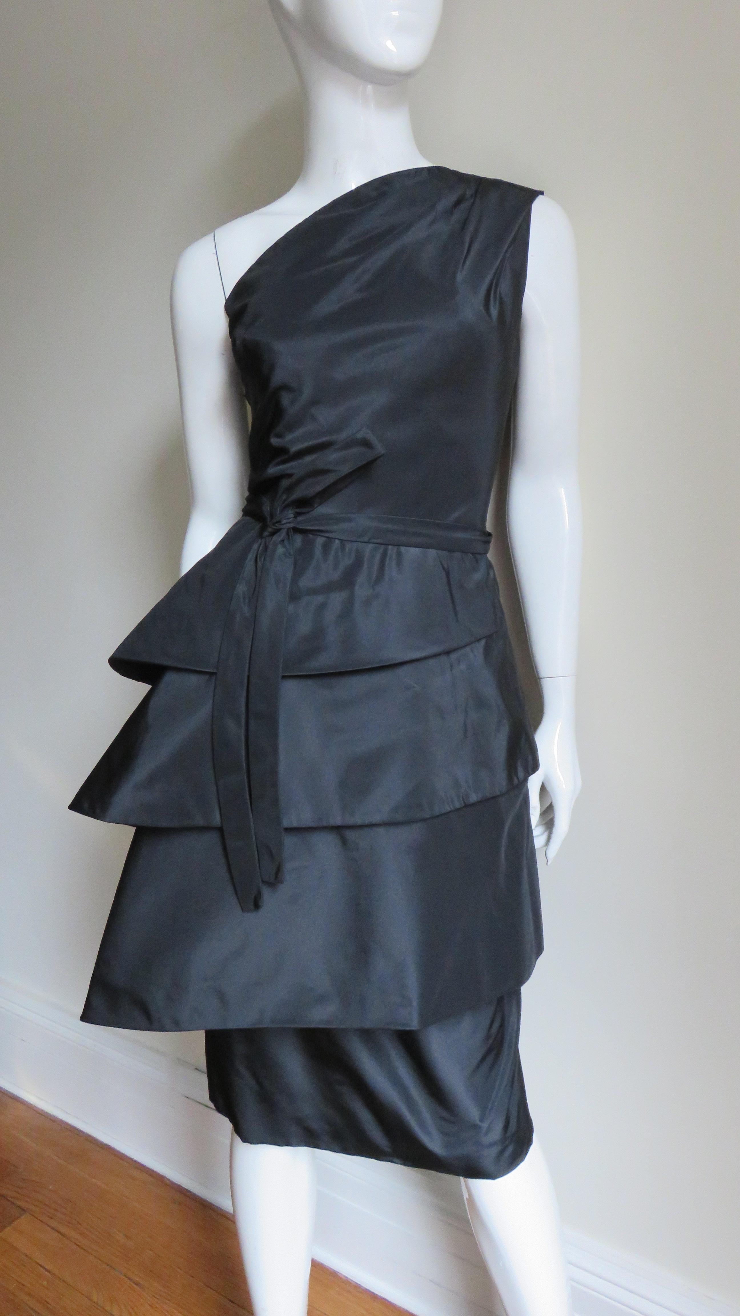 1950's New Vintage Sculptural Werle Silk Dress In Excellent Condition In Water Mill, NY