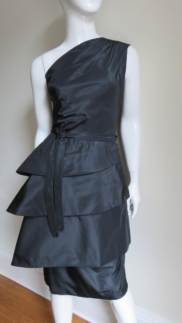 1950's New Vintage Sculptural Werle Silk Dress For Sale at 1stDibs