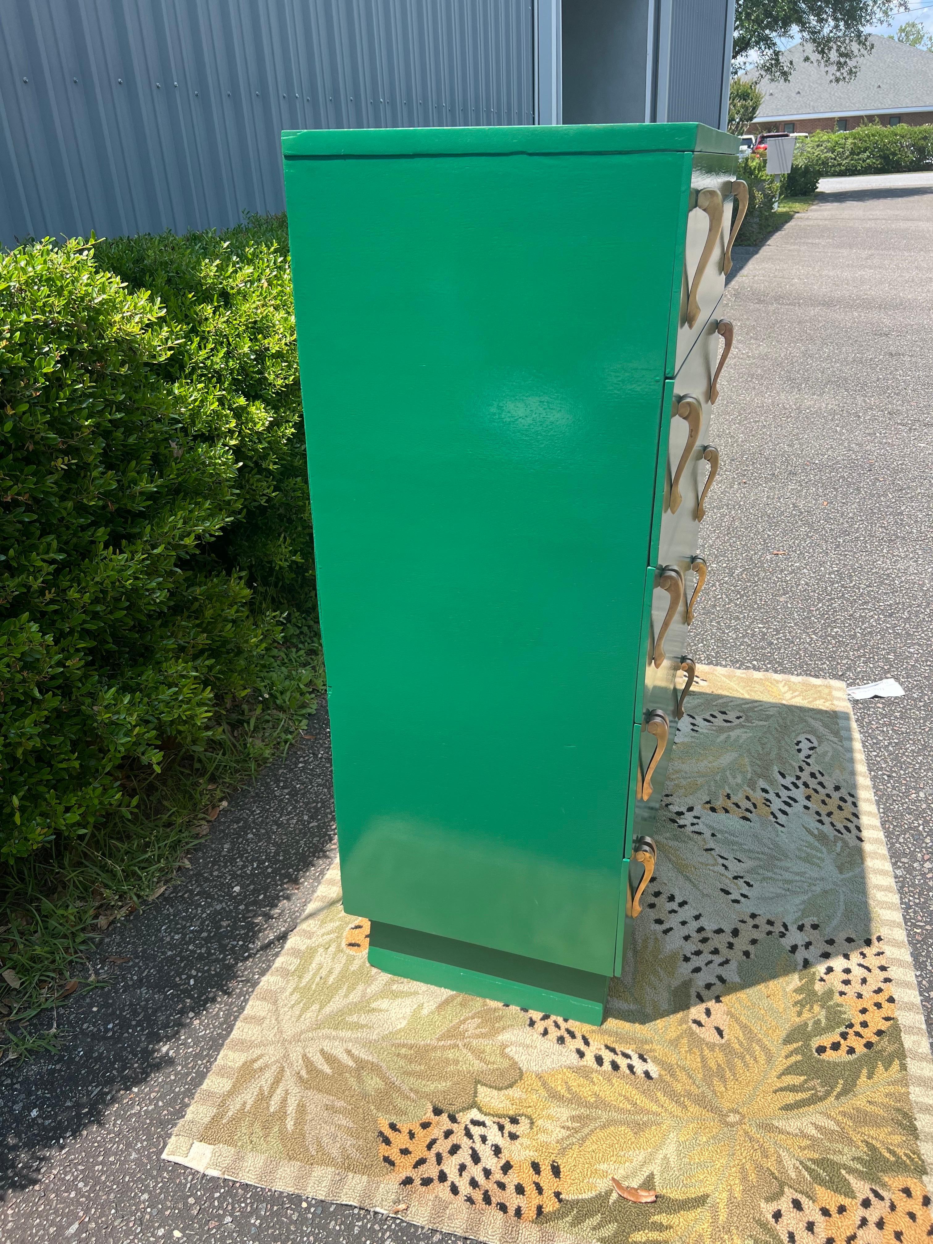 American 1950s Newly Lacquered Mid-Century Art Deco Style 5 Drawer Tall Chest