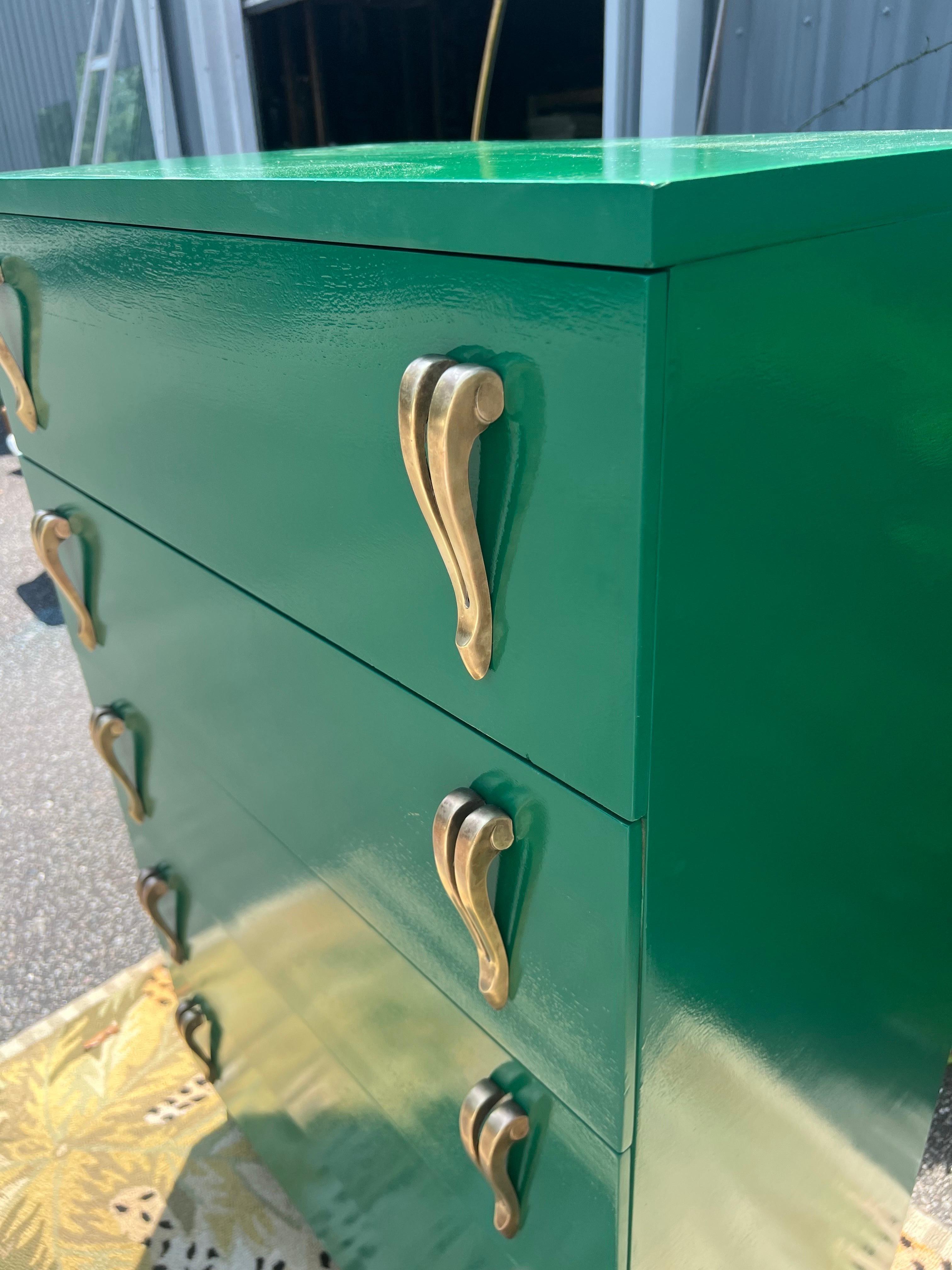 Mid-20th Century 1950s Newly Lacquered Mid-Century Art Deco Style 5 Drawer Tall Chest For Sale