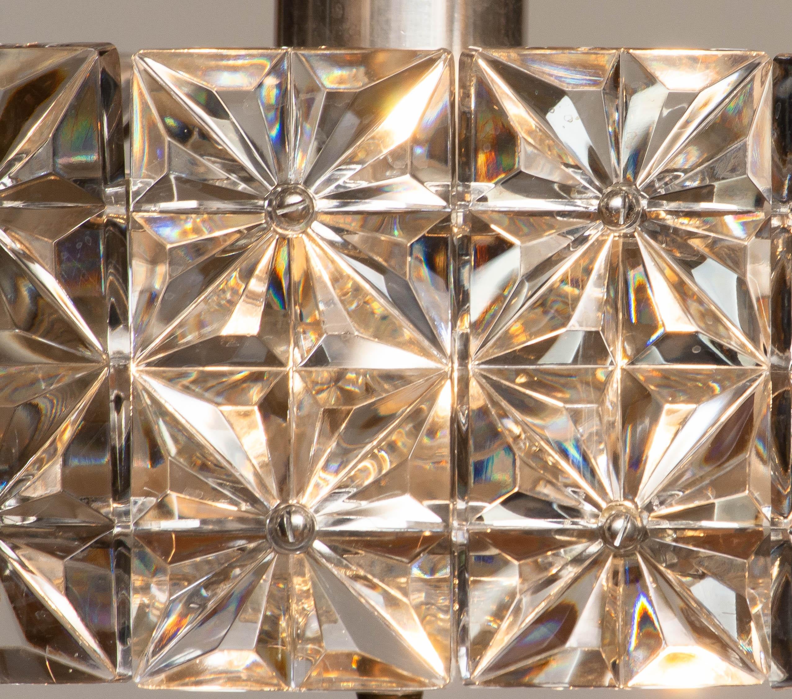 Facettierter Kristall-Kronleuchter aus Nickel und zweistufigem Kristall von Kinkeldey, Deutschland (Moderne der Mitte des Jahrhunderts) im Angebot