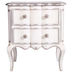 1950s Night Stand in Solid Oak, Venetian Baroque Style, Lacquered & Silver Leaf