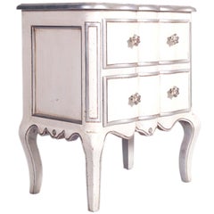 1950s Night Stand in Solid Oak, Venetian Baroque Style, Lacquered & Silver Leaf