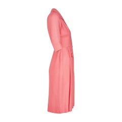 1950s Nina Ricci Pink Linen Midi-Dress