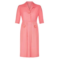 1950s Nina Ricci Pink Linen Midi-Dress