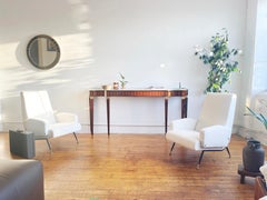 1950s Nino Zoncada Italian Lounge Chairs, Newly Upholstered in White Boucle