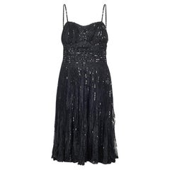 1950s Norman Hartnell Haute Couture Black Lace and Sequin Dress