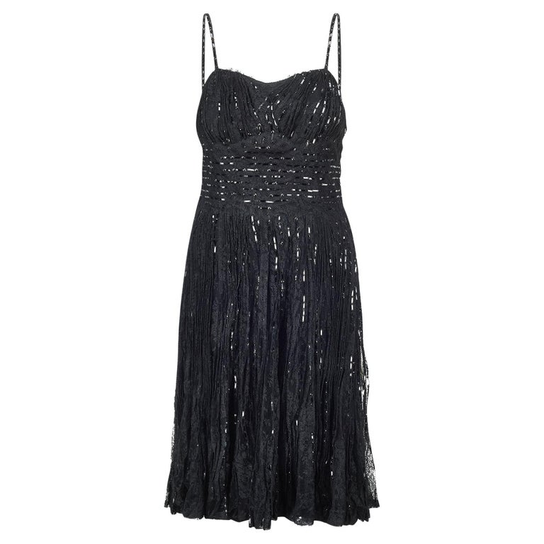 1950s Norman Hartnell Haute Couture Black Lace and Sequin Dress For Sale at  1stDibs