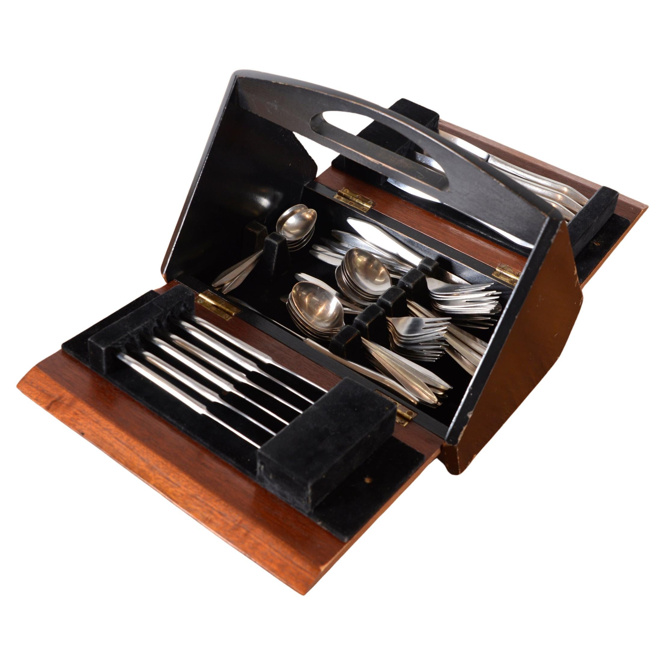 1950s Norstaal "Inka" Stainless Steel 6-settings Cutlery Set Erik Herlow Norway