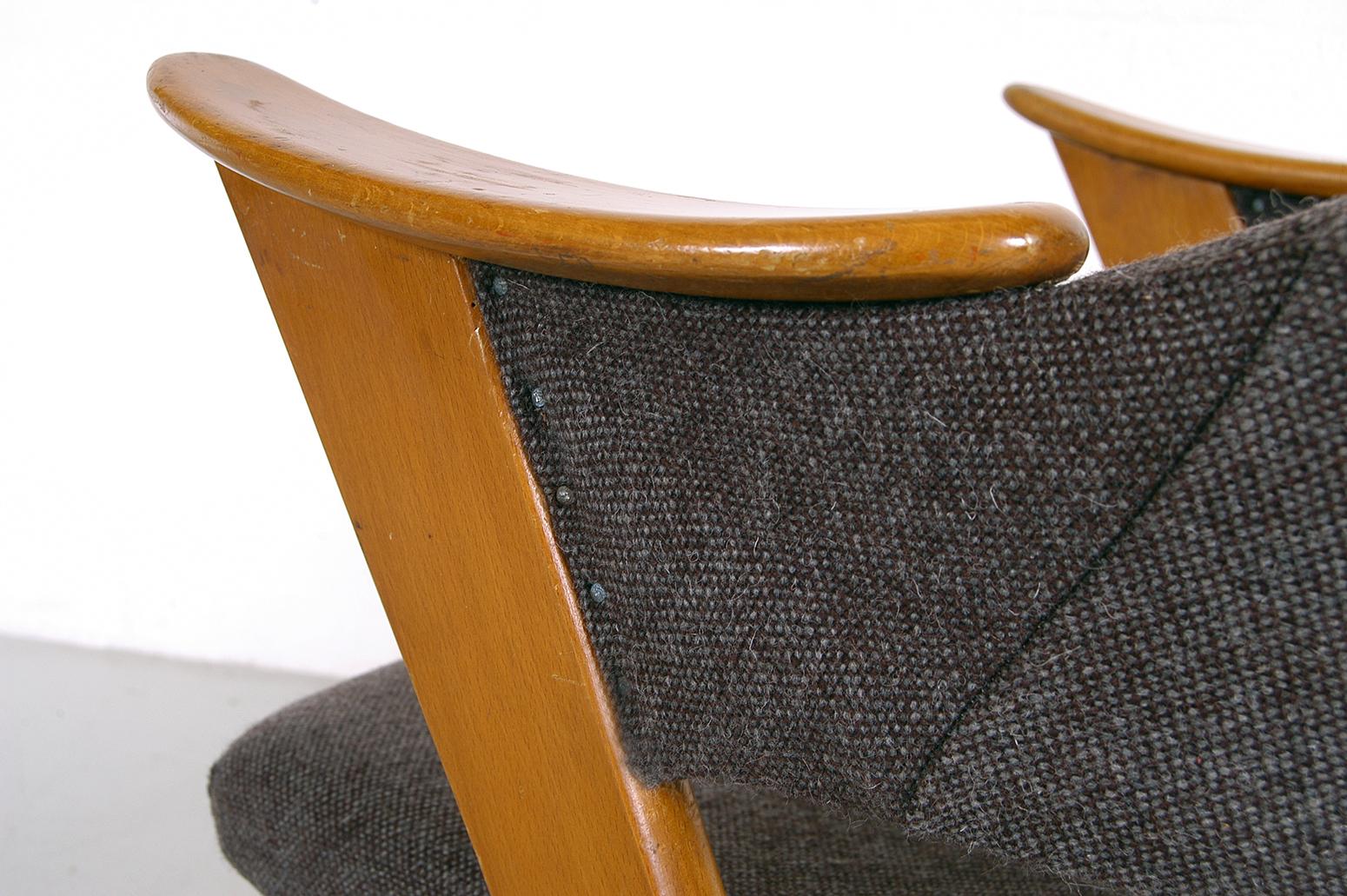 1950s Norwegian Midcentury Grey ‘Blinken’ Beech Desk Chair by Rastad & Relling 3