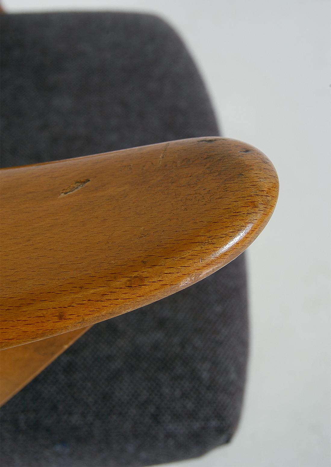 1950s Norwegian Midcentury Grey ‘Blinken’ Beech Desk Chair by Rastad & Relling 6
