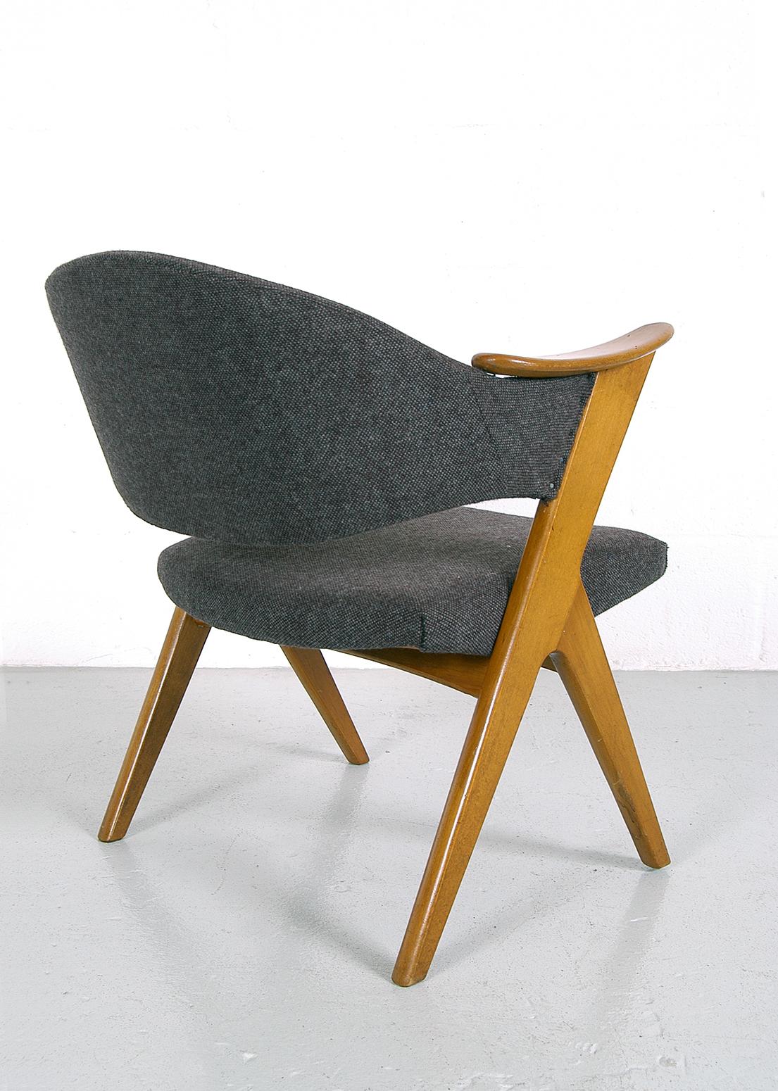 Mid-Century Modern 1950s Norwegian Midcentury Grey ‘Blinken’ Beech Desk Chair by Rastad & Relling