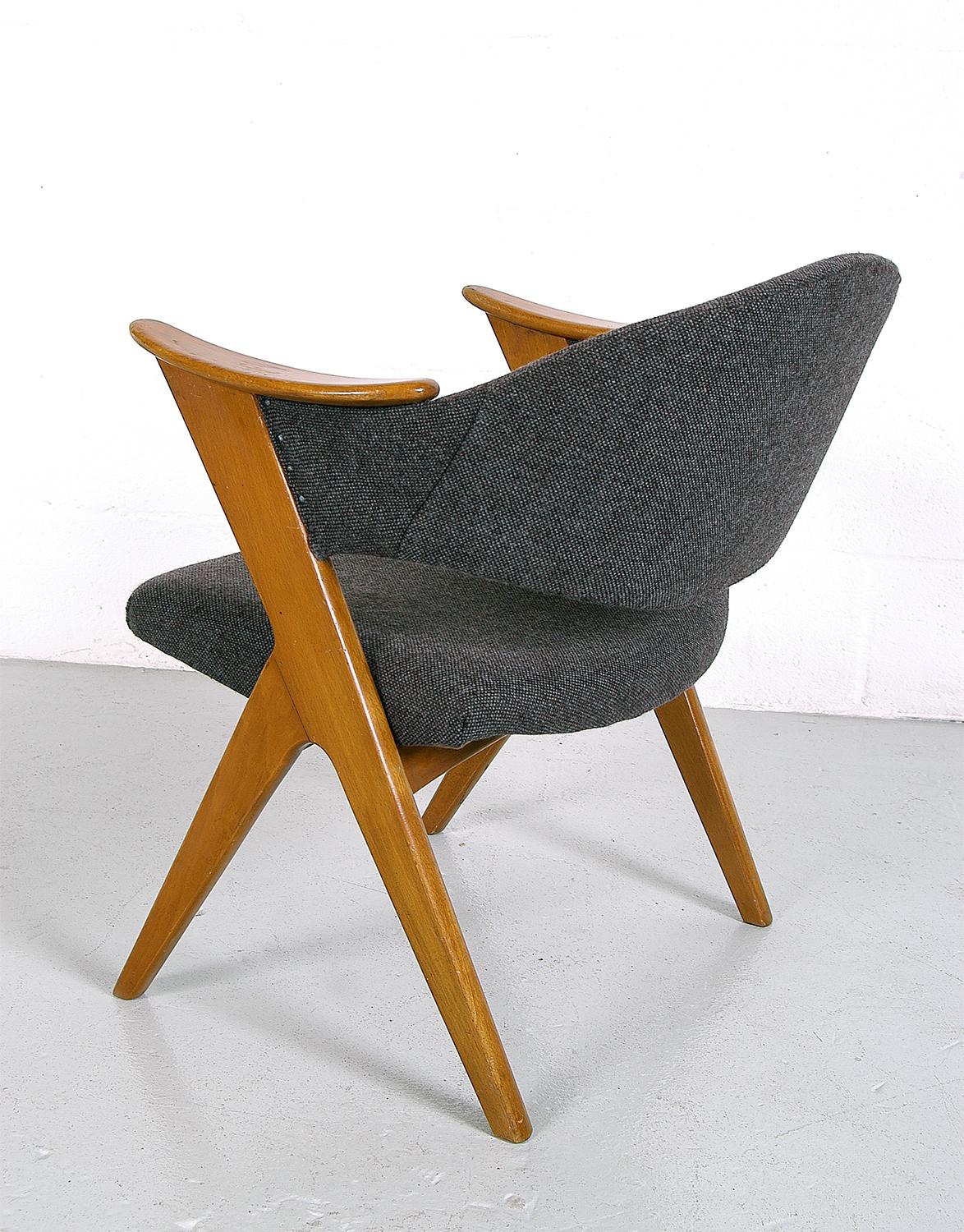 Mid-20th Century 1950s Norwegian Midcentury Grey ‘Blinken’ Beech Desk Chair by Rastad & Relling