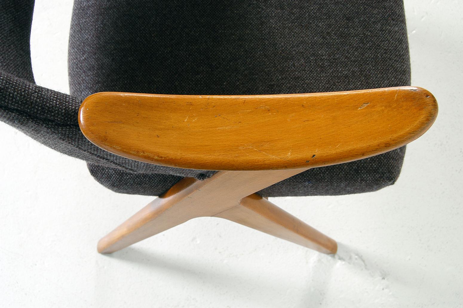 1950s Norwegian Midcentury Grey ‘Blinken’ Beech Desk Chair by Rastad & Relling 2