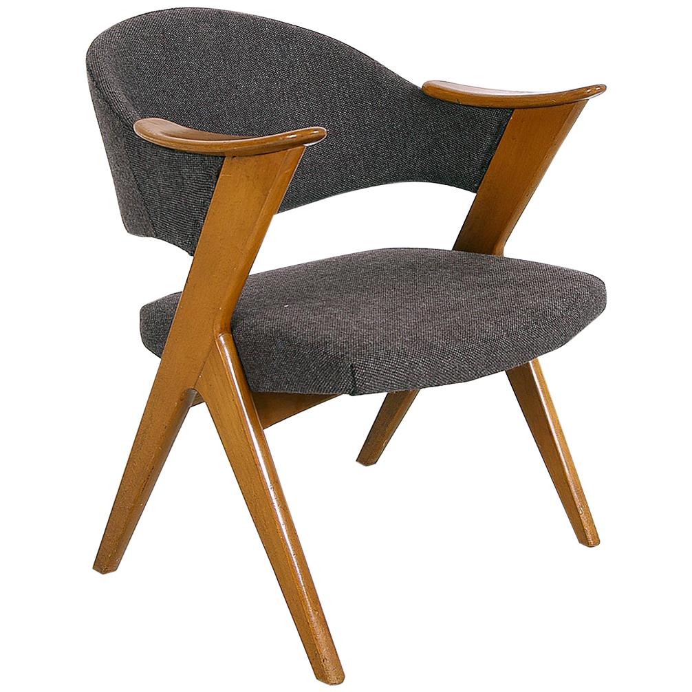 1950s Norwegian Midcentury Grey ‘Blinken’ Beech Desk Chair by Rastad & Relling