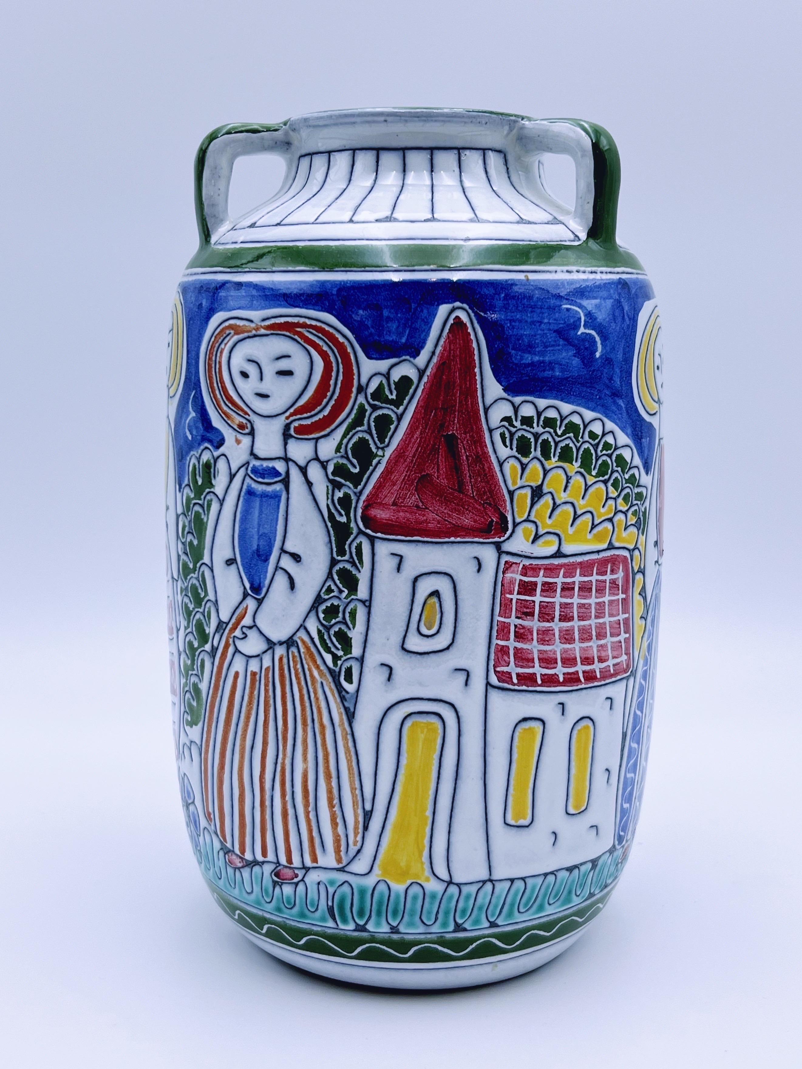 Fatto a mano Vaso / urna in ceramica dal design moderno norvegese degli anni '50 di Kaare Berven Fjeldsaa in vendita