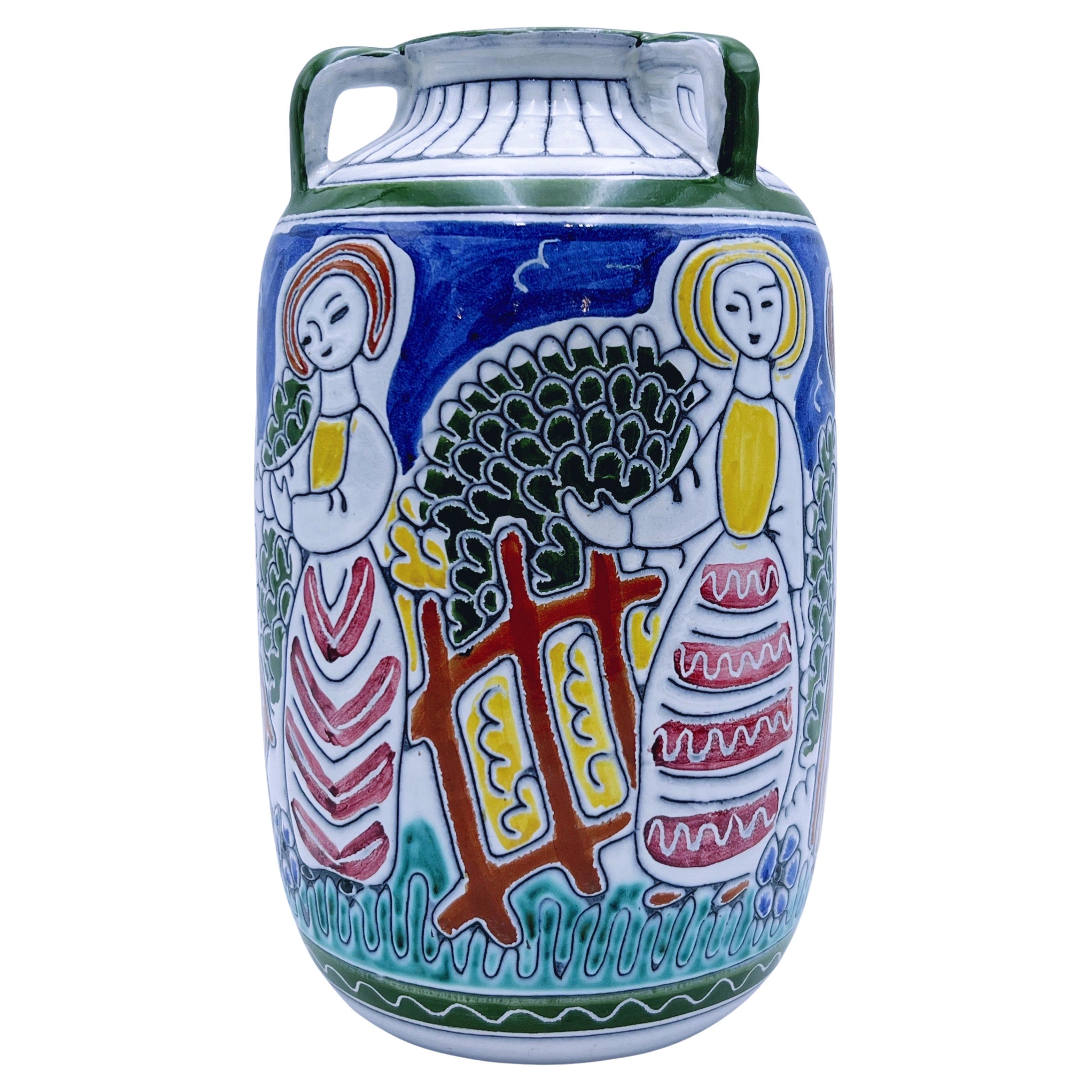 Norwegische Keramikvase / Urne im modernen Design der 1950er Jahre von Kaare Berven Fjeldsaa