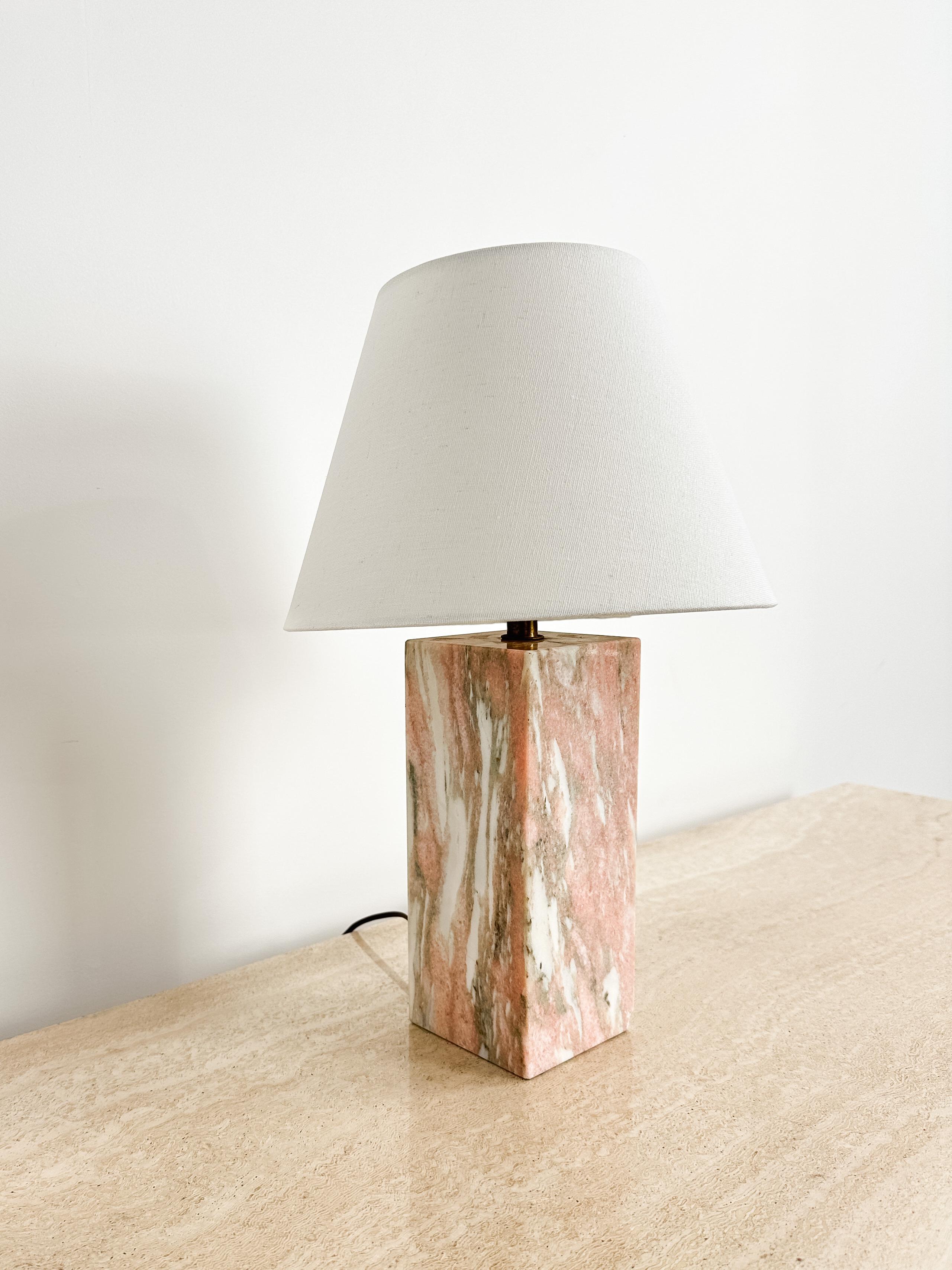 Mid-Century Modern 1950s Norwegian Rose Pink Marble Table Lamp