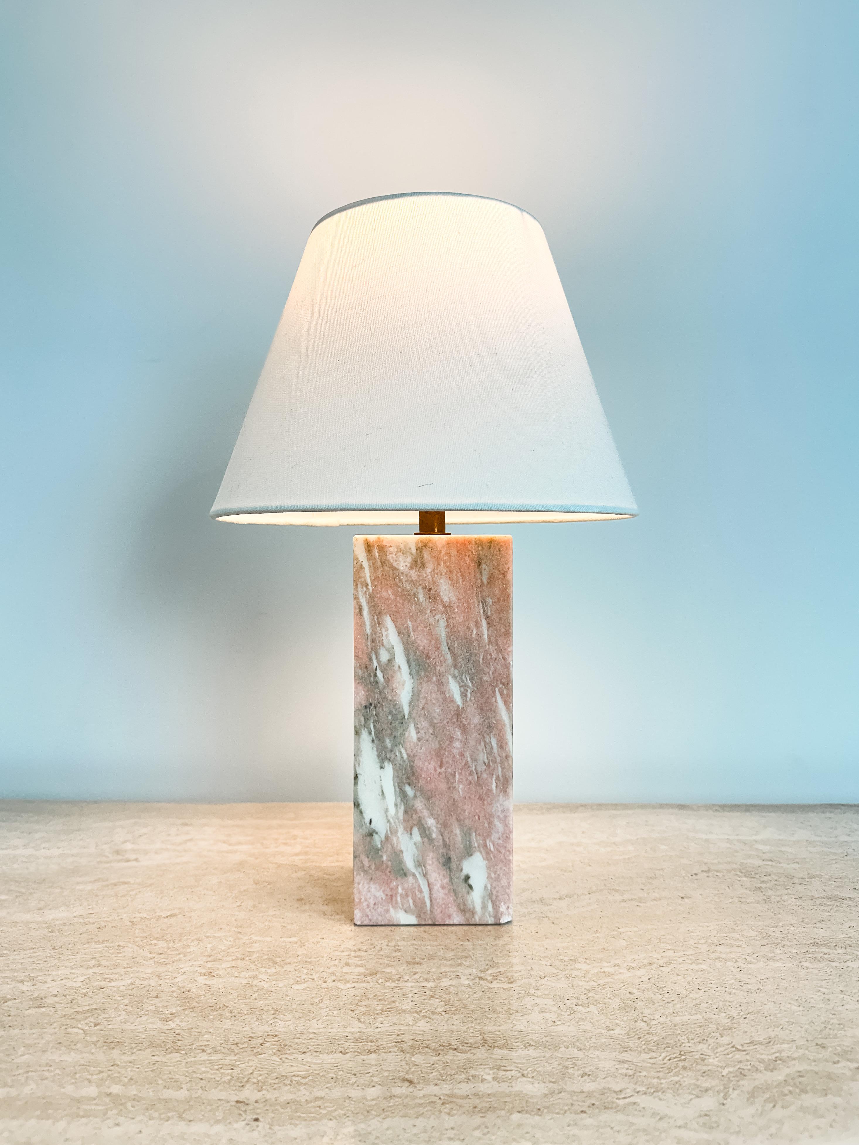 1950s Norwegian Rose Pink Marble Table Lamp 2