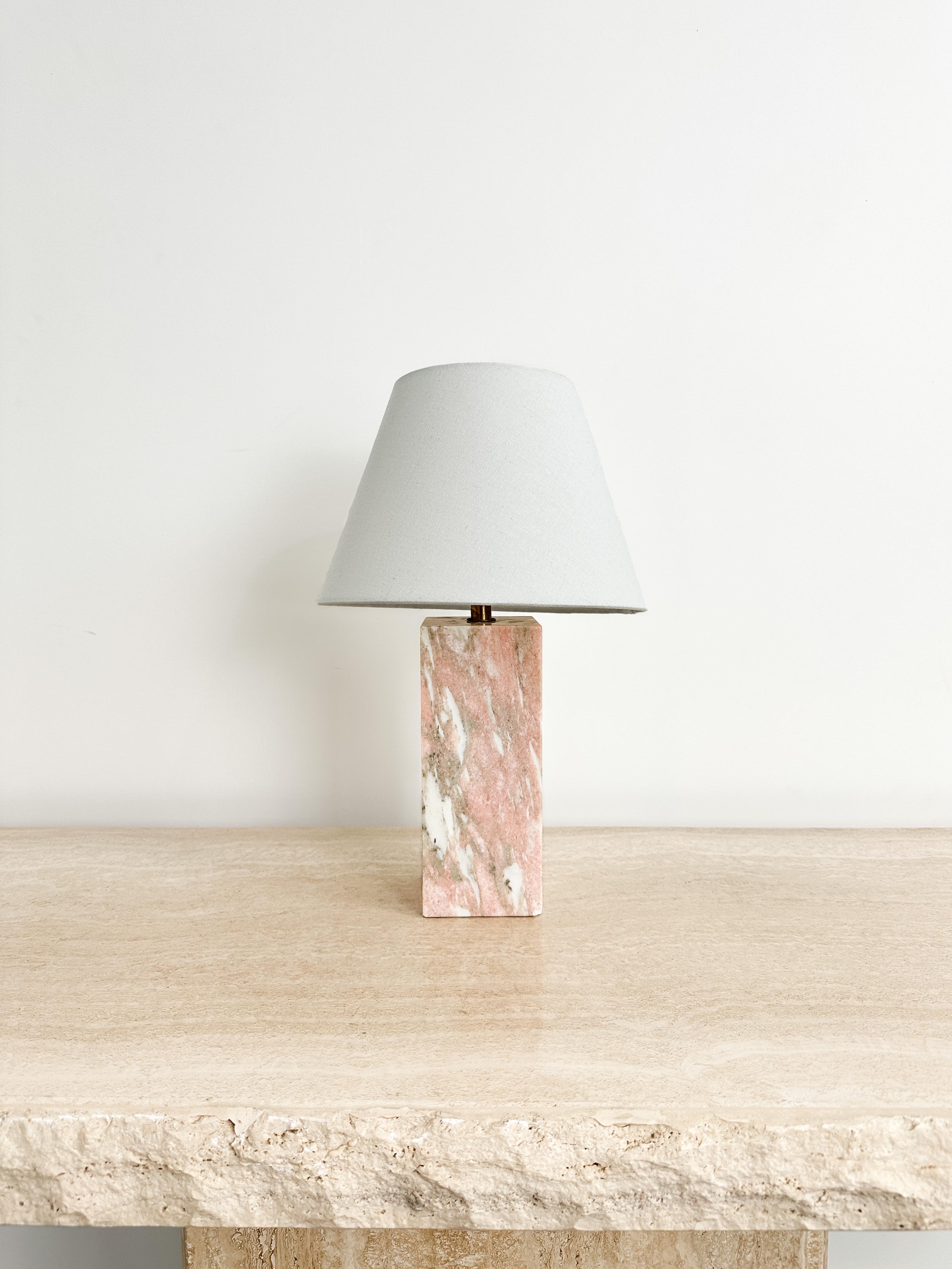 1950s Norwegian Rose Pink Marble Table Lamp 3