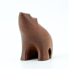 1950s Norwegian Teak Sitting Bear Figure Sculpture Midcentury in Tjomsland Style