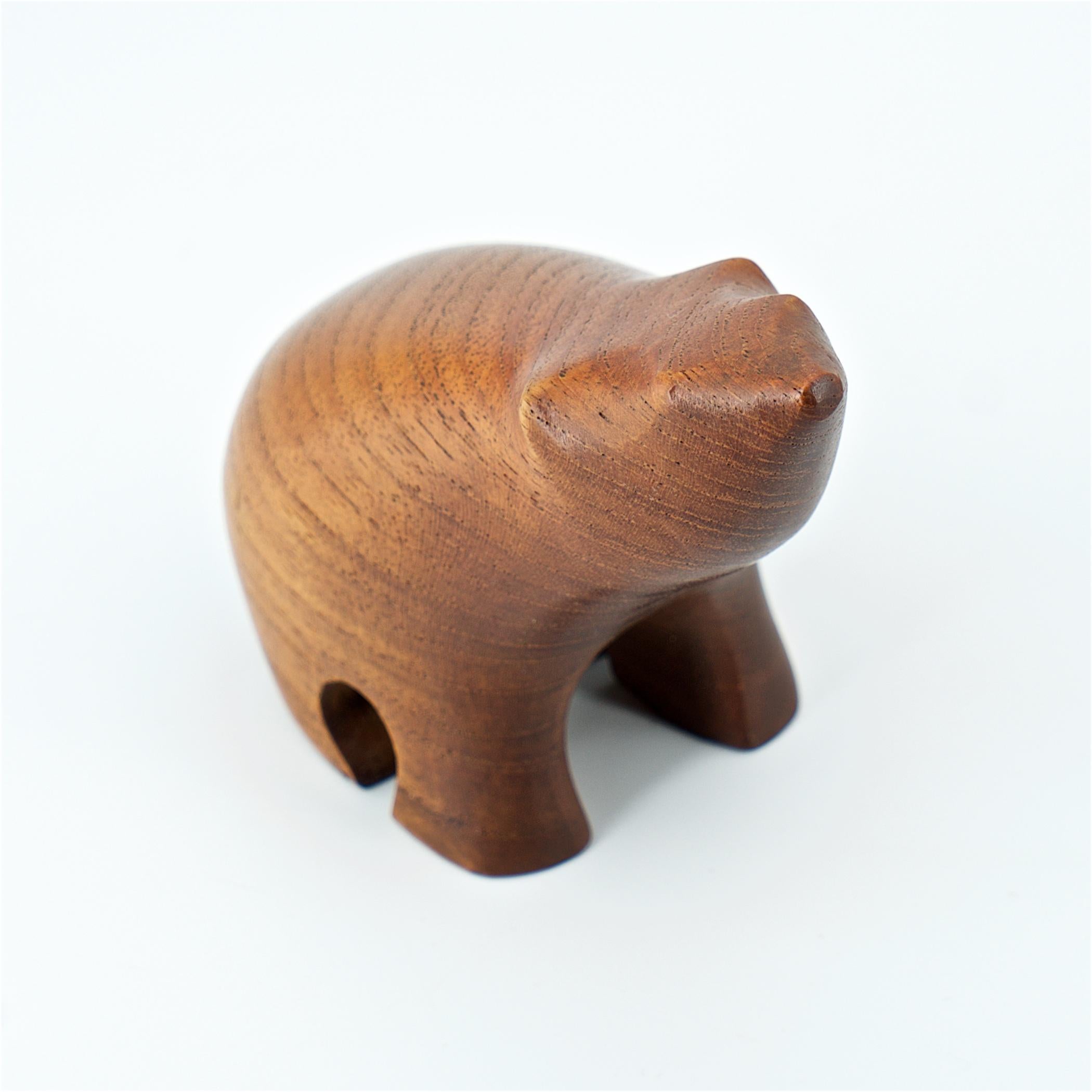 Mid-Century Modern 1950s Norwegian Teak Sitting Bear Figure Sculpture Midcentury in Tjomsland Style For Sale