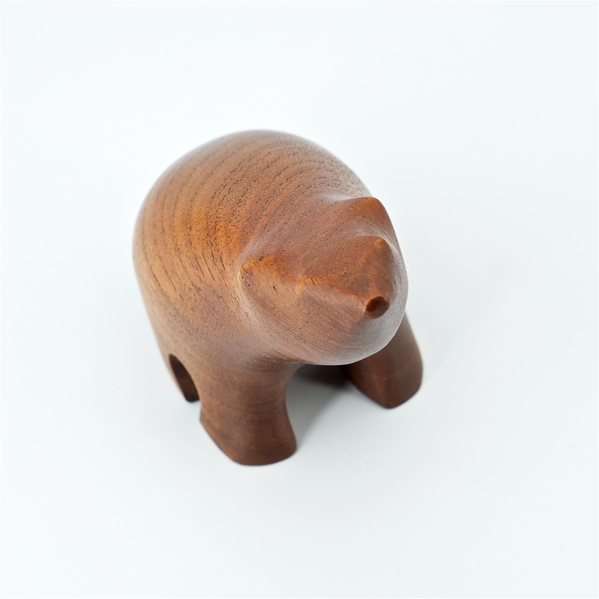 Mid-20th Century 1950s Norwegian Teak Sitting Bear Figure Sculpture Midcentury in Tjomsland Style For Sale