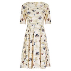 1950s Novelty Dragon Print Cotton Dress