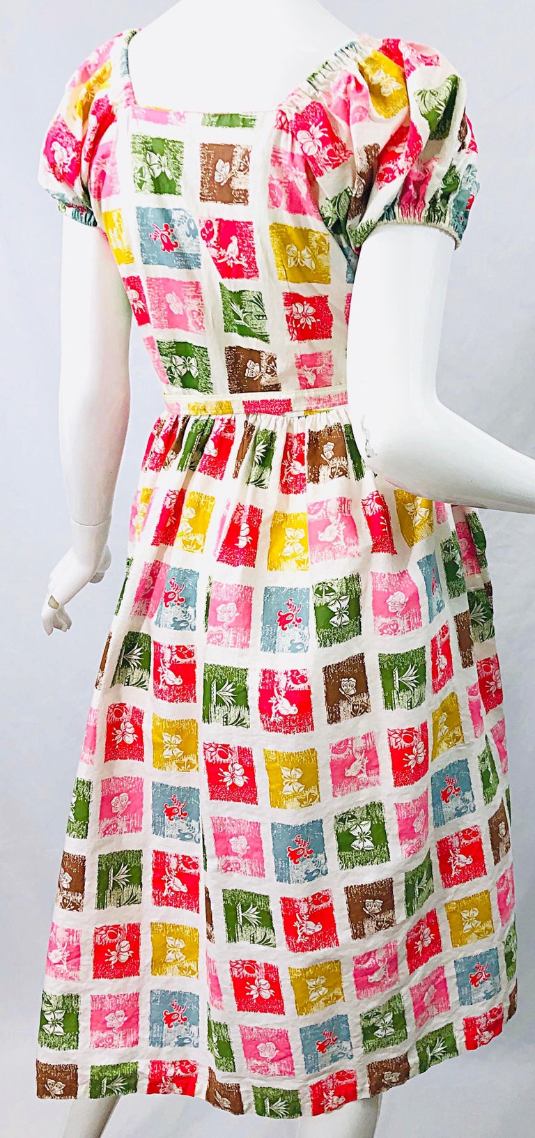 40s/50s Novelty Print, Fit and Flare Dress 25 1/2