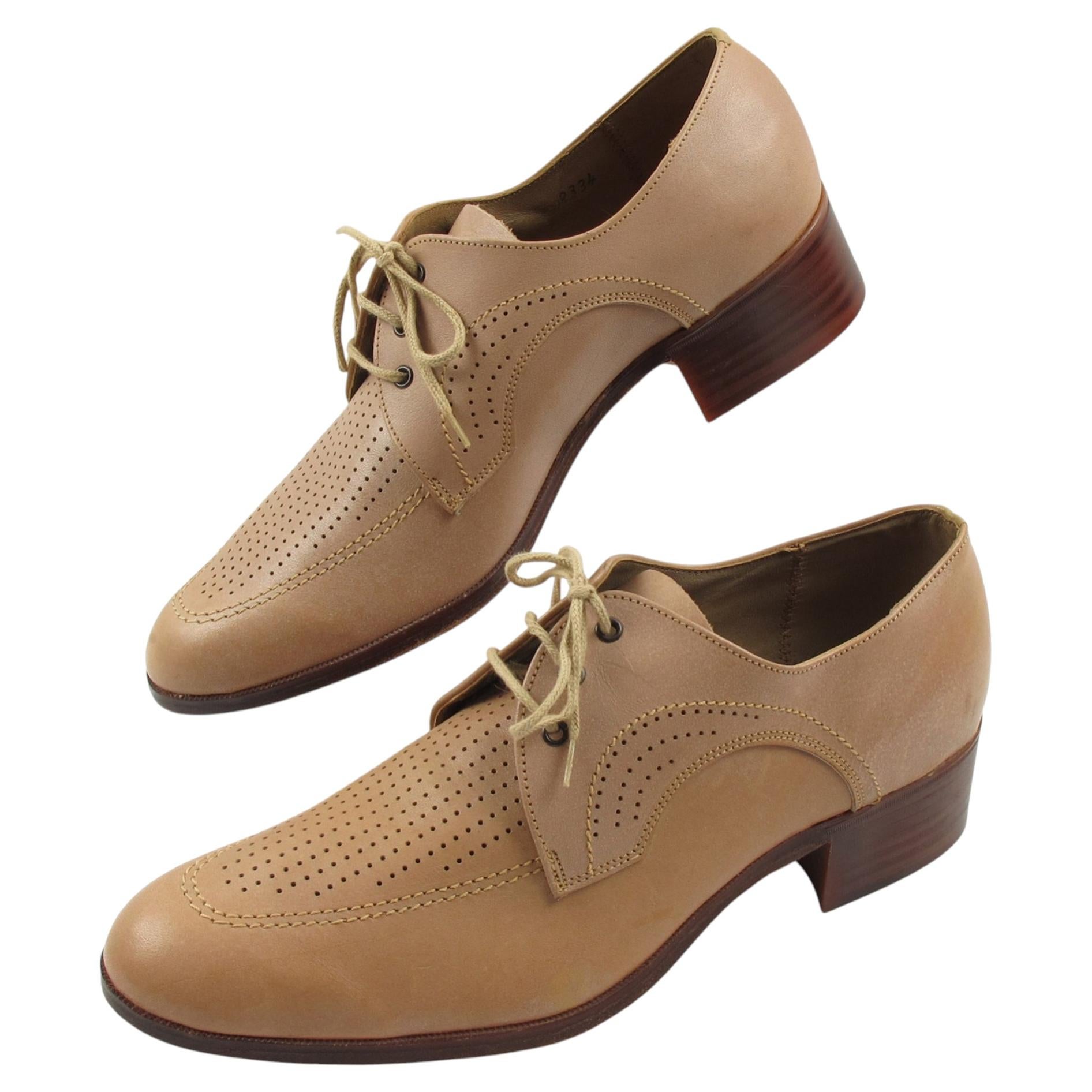 Vintage 1950s Nude Leder Derbys Männer Schuhe Größe 41 oder 8.5 US
