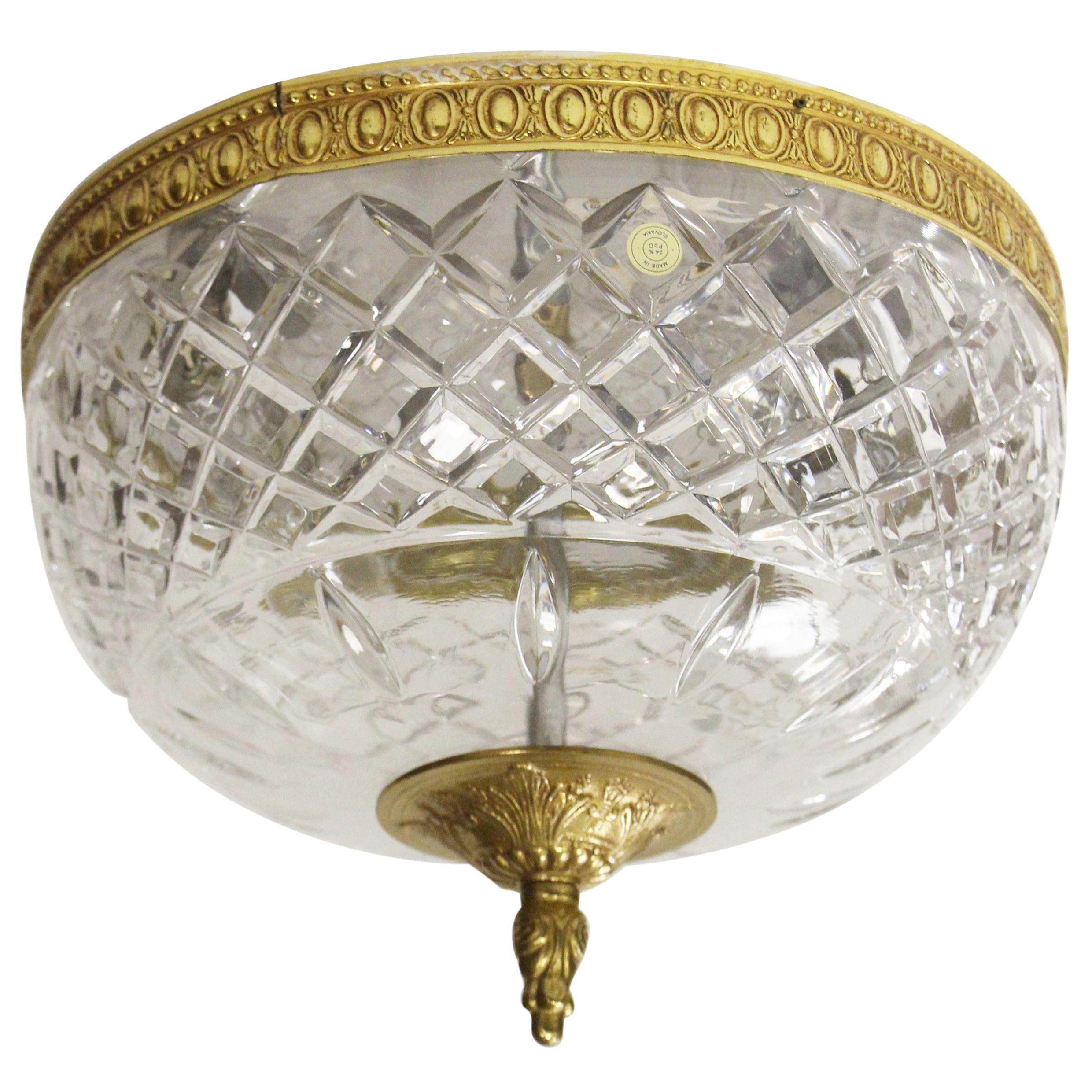 1950s NYC Waldorf Astoria Hotel Wide Crystal Flush Mount Light