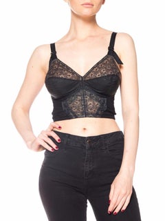 1950S Black Nylon/Lace Bullet Bra